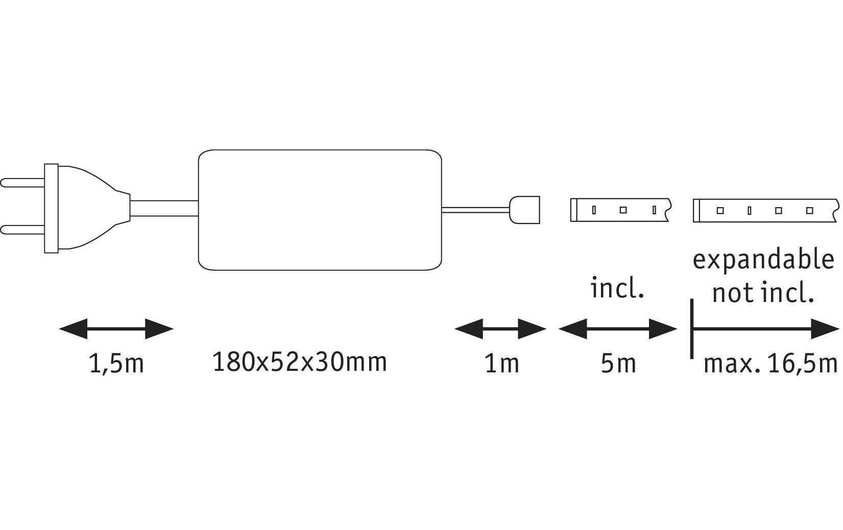 Paulmann LED-Strip MaxLED 500 – Set, 5 m, 2750 lm, 33 W, 2700 K, dimmbar, weiss