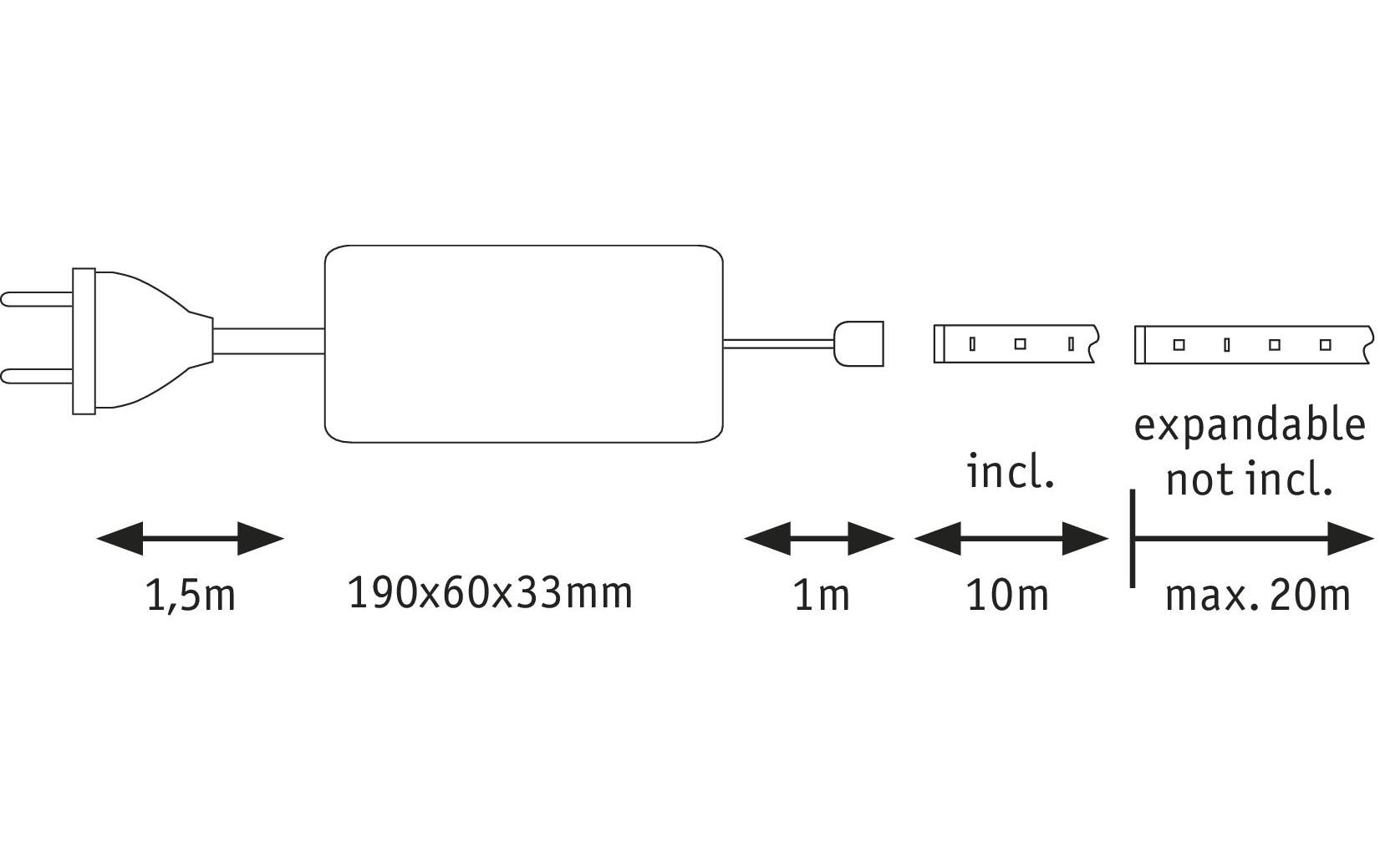 Paulmann LED-Strip MaxLED 500 – Set, 10 m, 5500 lm, 50 W, 2700 K, dimmbar, weiss