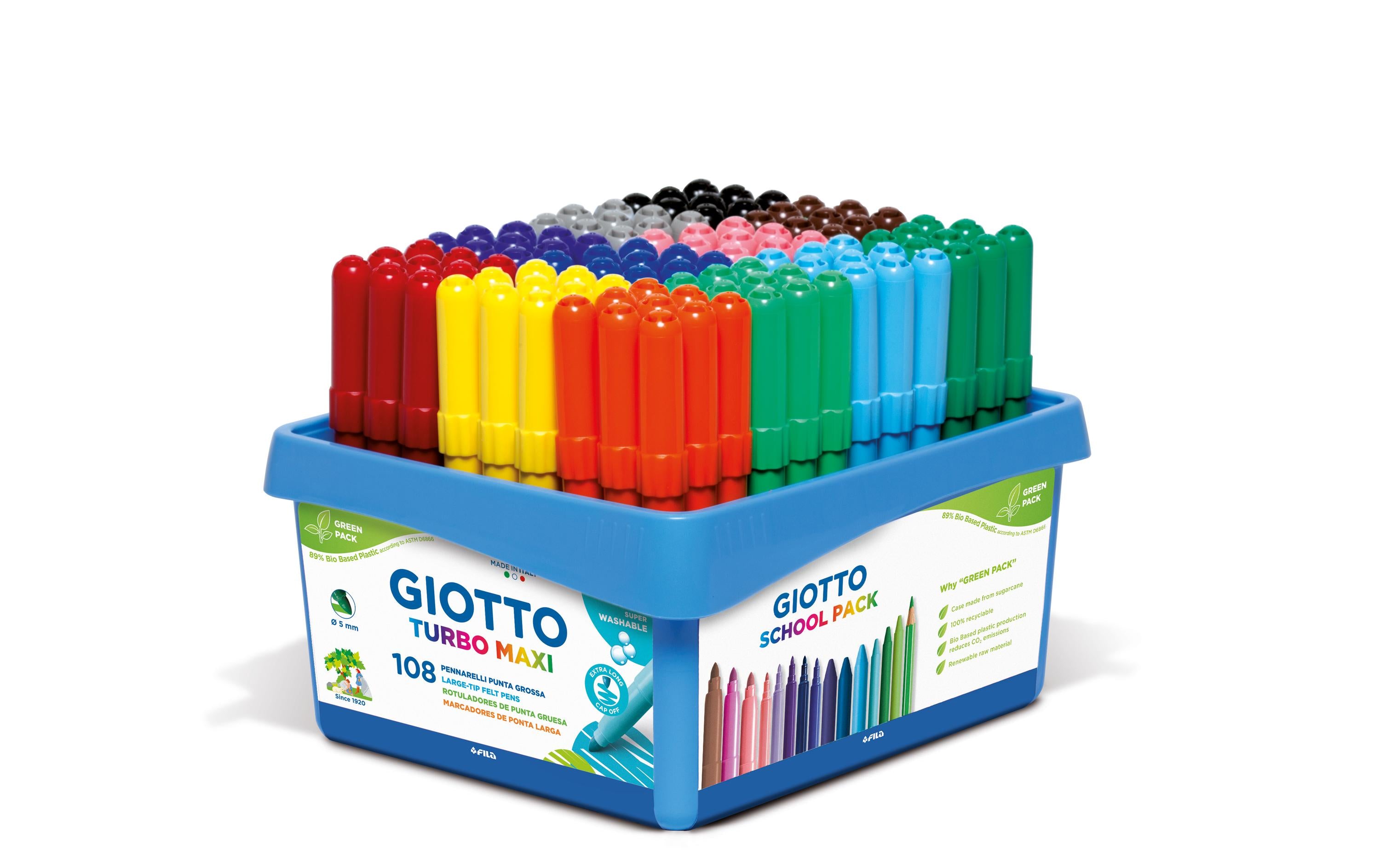 Giotto Auswaschbare Filzstifte, 12 Farben, 108 Stück
