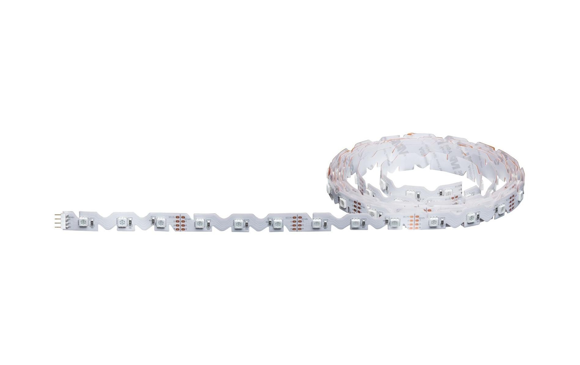 Paulmann LED-Strip FlexLED RGB 3D – 3 m, 19 W, RGB, dimmbar, Fernbedienung, inkl. Netzteil, weiss
