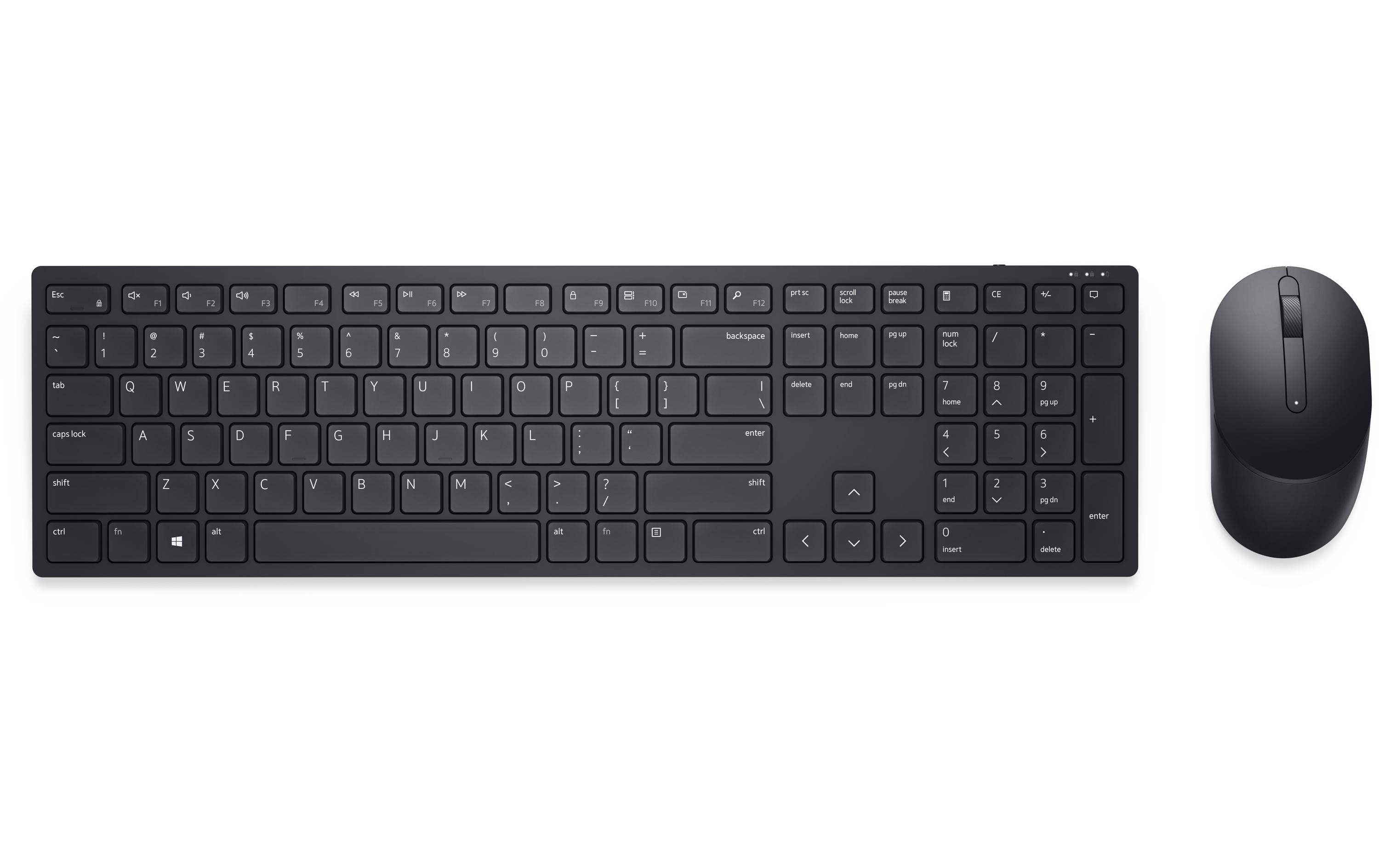 Dell KM5221 – Tastatur, kabellos (2,4 GHz), DE-Layout (DE), Fullsize (mit Ziffernblock), Schere, Schwarz