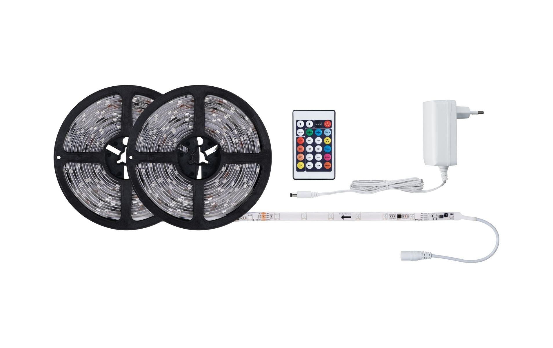 Paulmann LED-Strip – 2er Pack, 10 m, 650 lm, 17 W, RGB, dimmbar, weiss, Fernbedienung