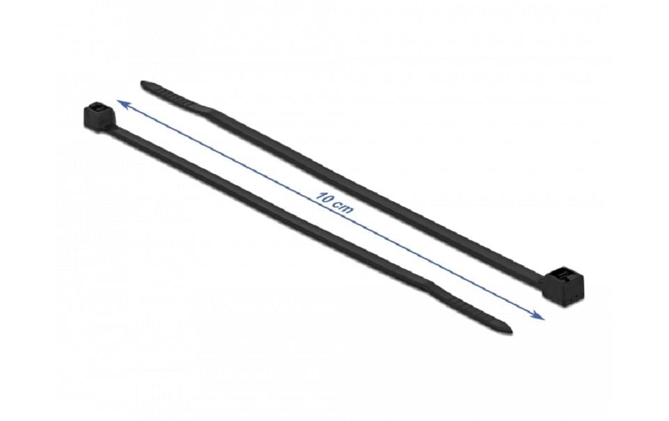 DeLOCK Kabelbinder, 2,5 mm × 0,1 m, schwarz, 100 Stück