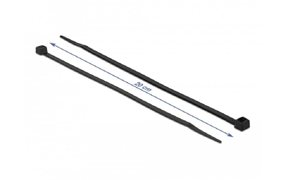 DeLOCK Kabelbinder, 200×4,8 mm, 100er-Pack, Schwarz