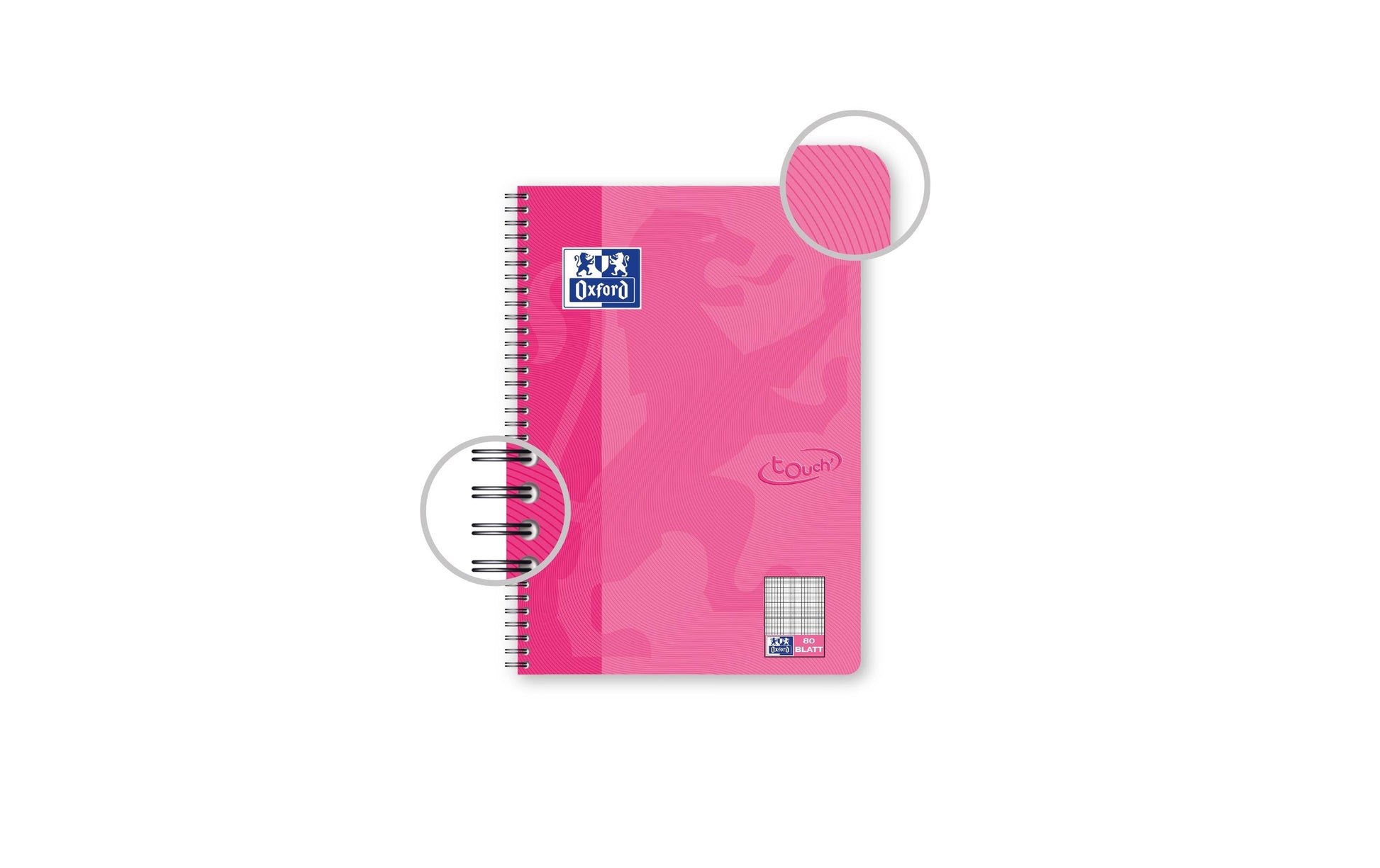 Elba Collegeblock, Karton, 80 Blatt, 4-fach gelocht, perforiert, 90 g/m² – rosa, für SCRIBZEE App
