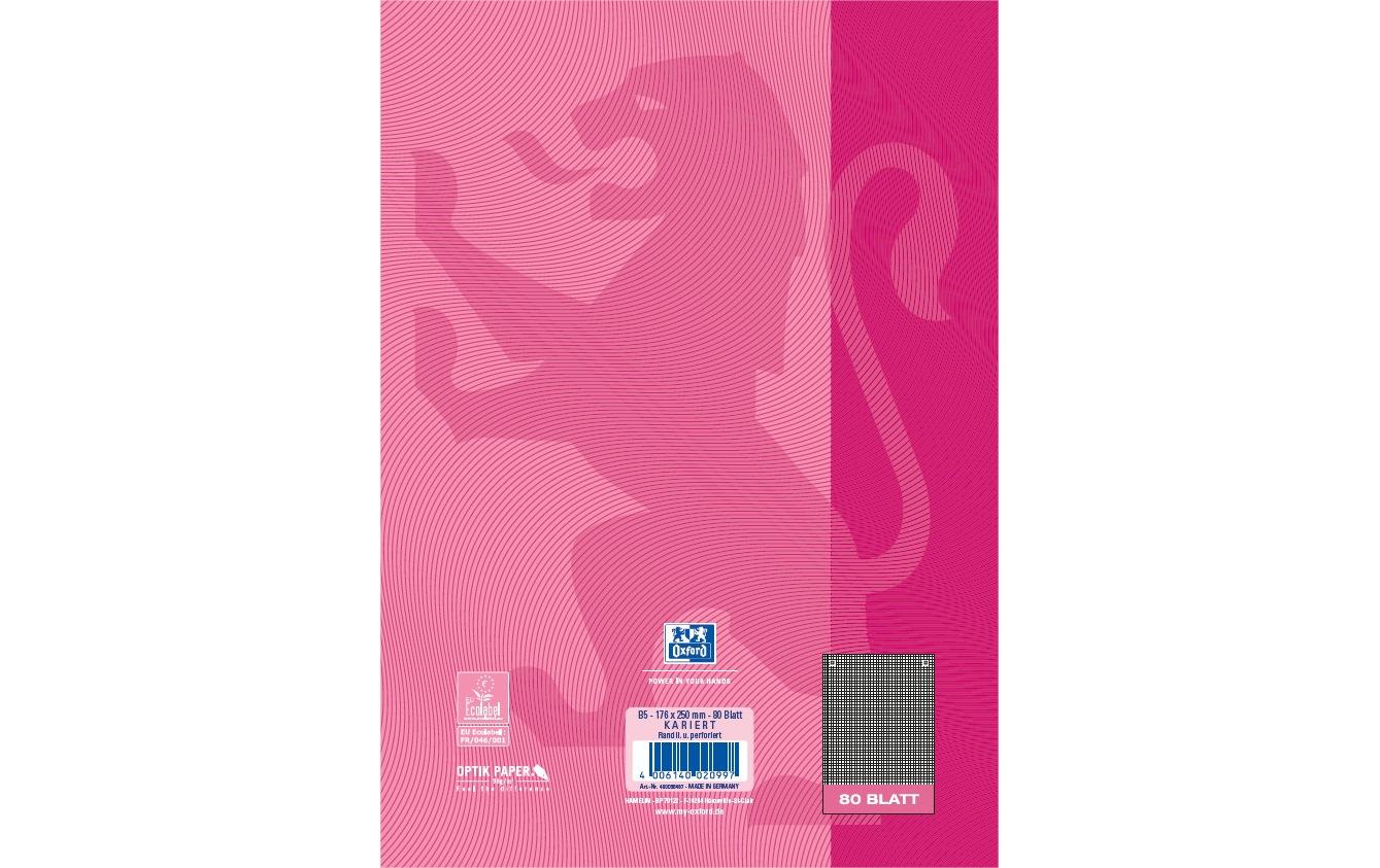 Elba Collegeblock, Karton, 80 Blatt, 4-fach gelocht, perforiert, 90 g/m² – rosa, für SCRIBZEE App