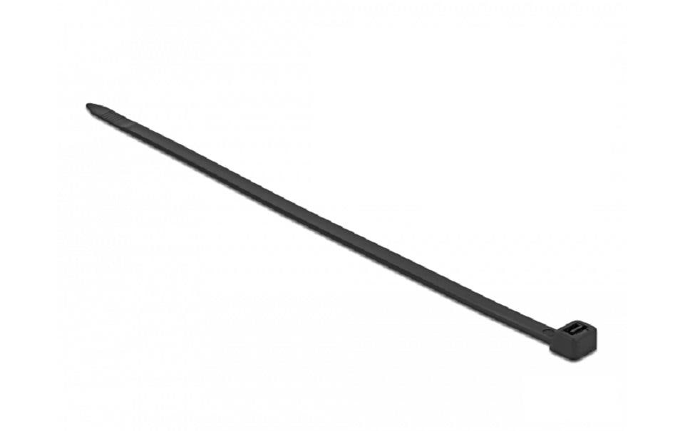 DeLOCK Kabelbinder mit paralleler Einführung, 9 mm × 0,61 m, schwarz, 10 Stück