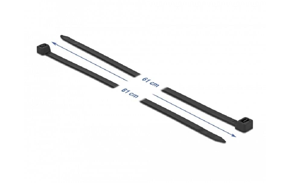 DeLOCK Kabelbinder mit paralleler Einführung, 9 mm × 0,61 m, schwarz, 10 Stück