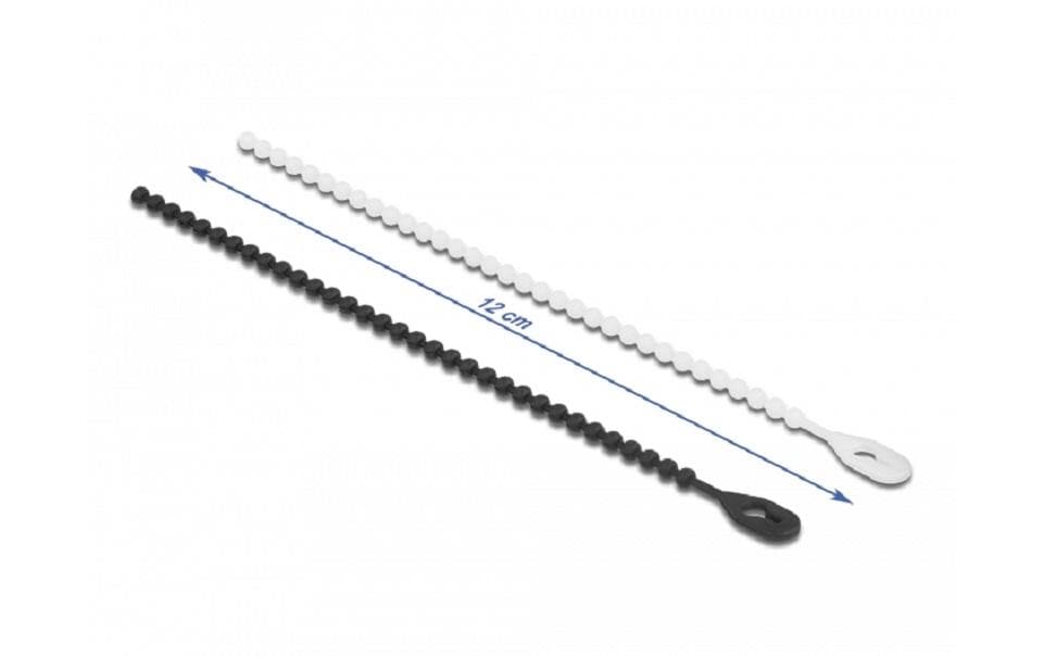 DeLOCK Kabelbinder 120×3,6 mm, 100er-Pack, wiederverwendbar – schwarz/weiss