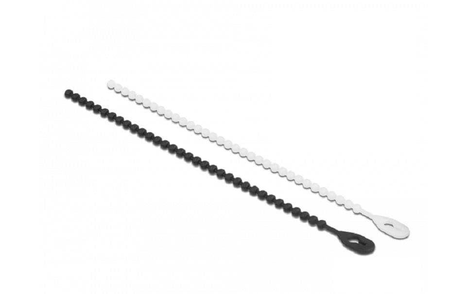 DeLOCK Kabelbinder 120×3,6 mm, 100er-Pack, wiederverwendbar – schwarz/weiss