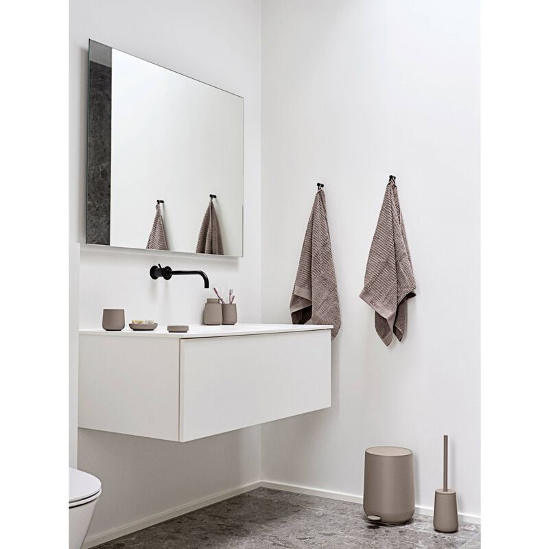 Zone Denmark Nova One – WC-Bürstenset – Keramik, Edelstahl, graubraun, H 37 cm, Ø 10,3 cm