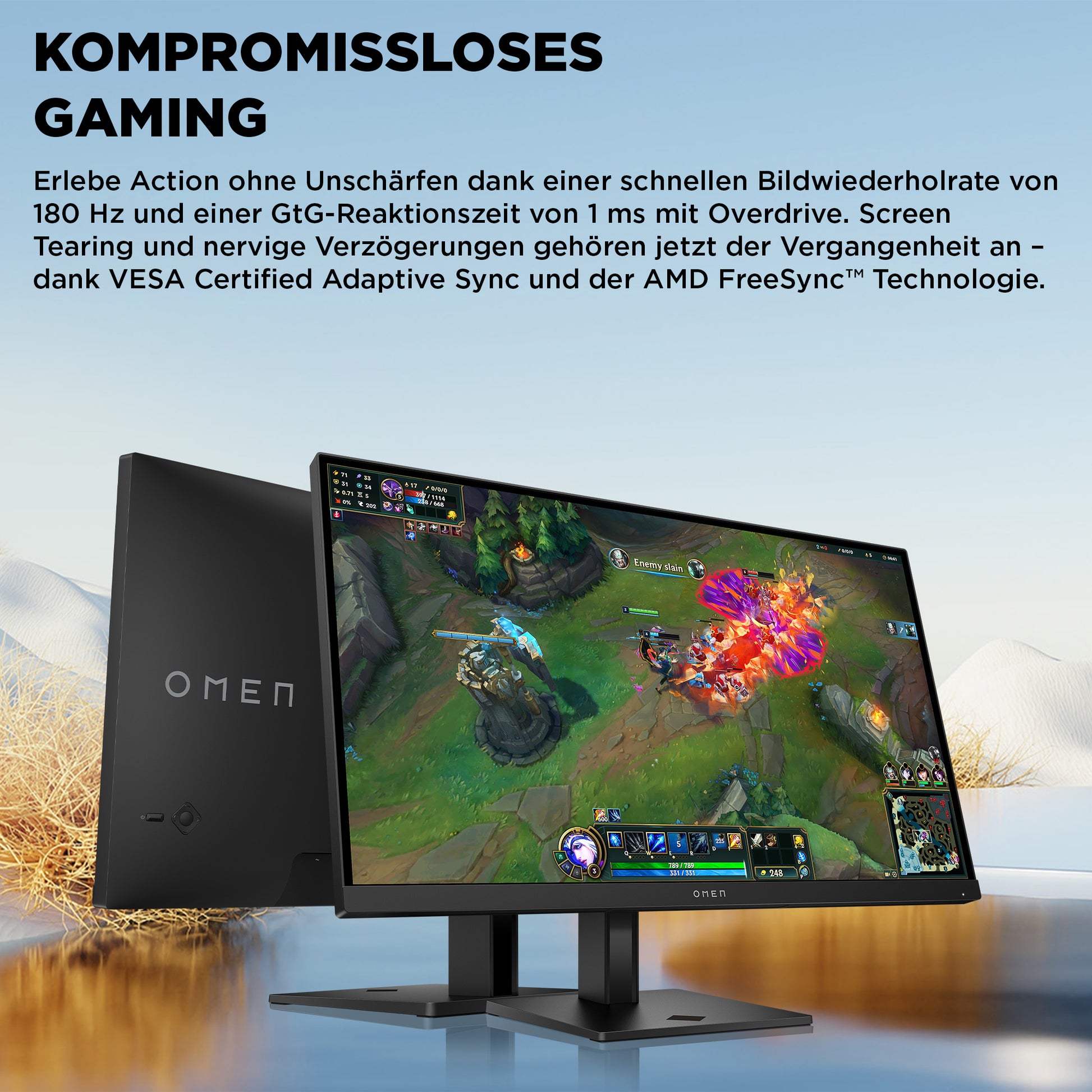 HP OMEN 27 – Monitor, 27" 2560 × 1440 (WQHD), LCD, 180 Hz, Schwarz