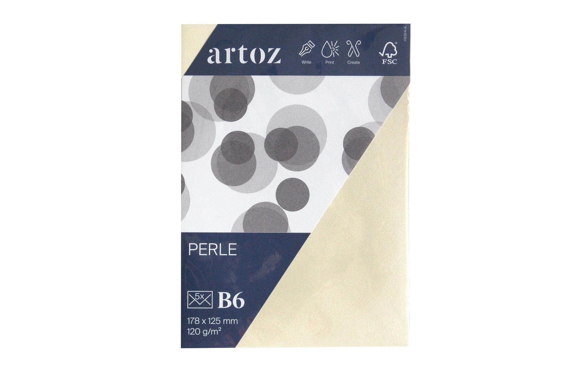 Artoz Couvert B6, ohne Fenster, elfenbein, 120 g/m² – Artoz – 5 Stk.