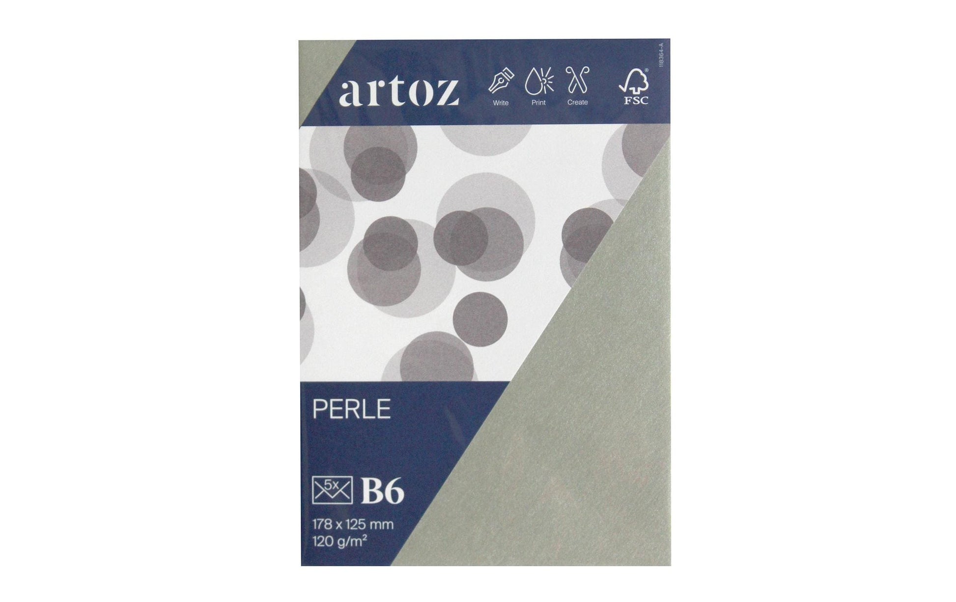 Artoz Couvert B6, ohne Fenster, silber, 120 g/m² – 5 Stk.