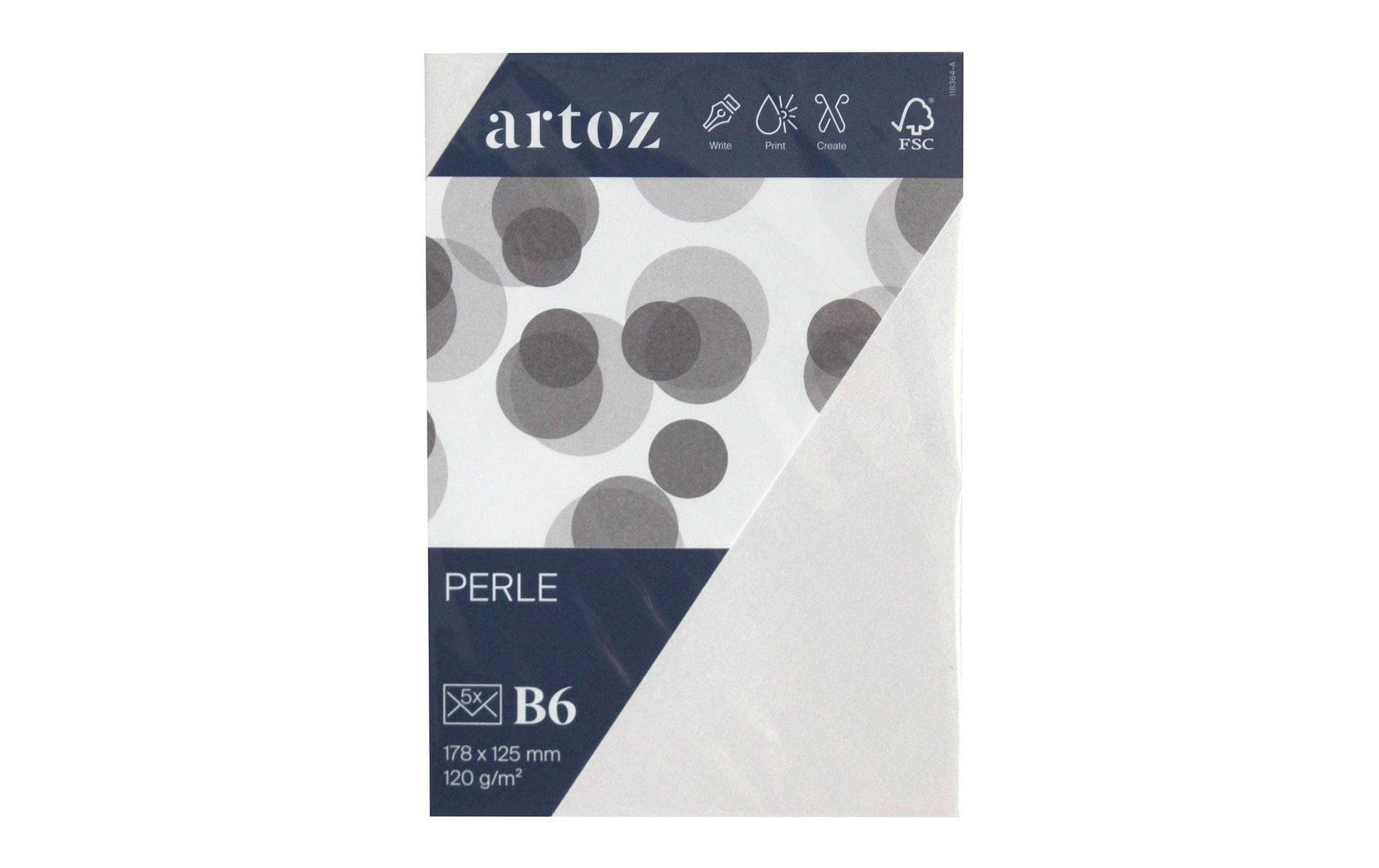 Artoz Kuvert B6, ohne Fenster, weiss, 120 g/m², Kunstdpapier, Perle – 5 Stk.