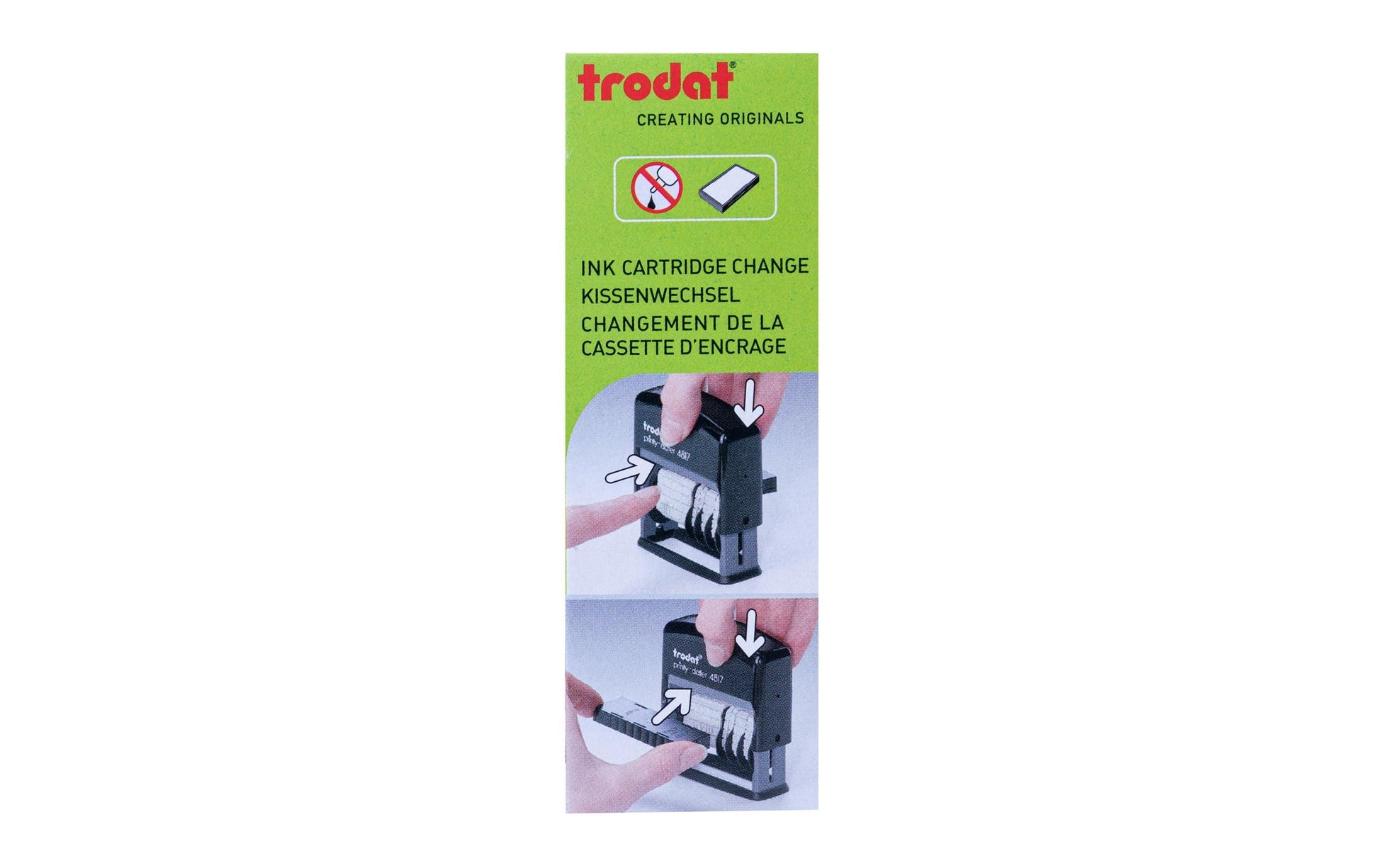 Trodat Motivstempel printy-dater – 12er-Set, Deutsch, austauschbares Kissen