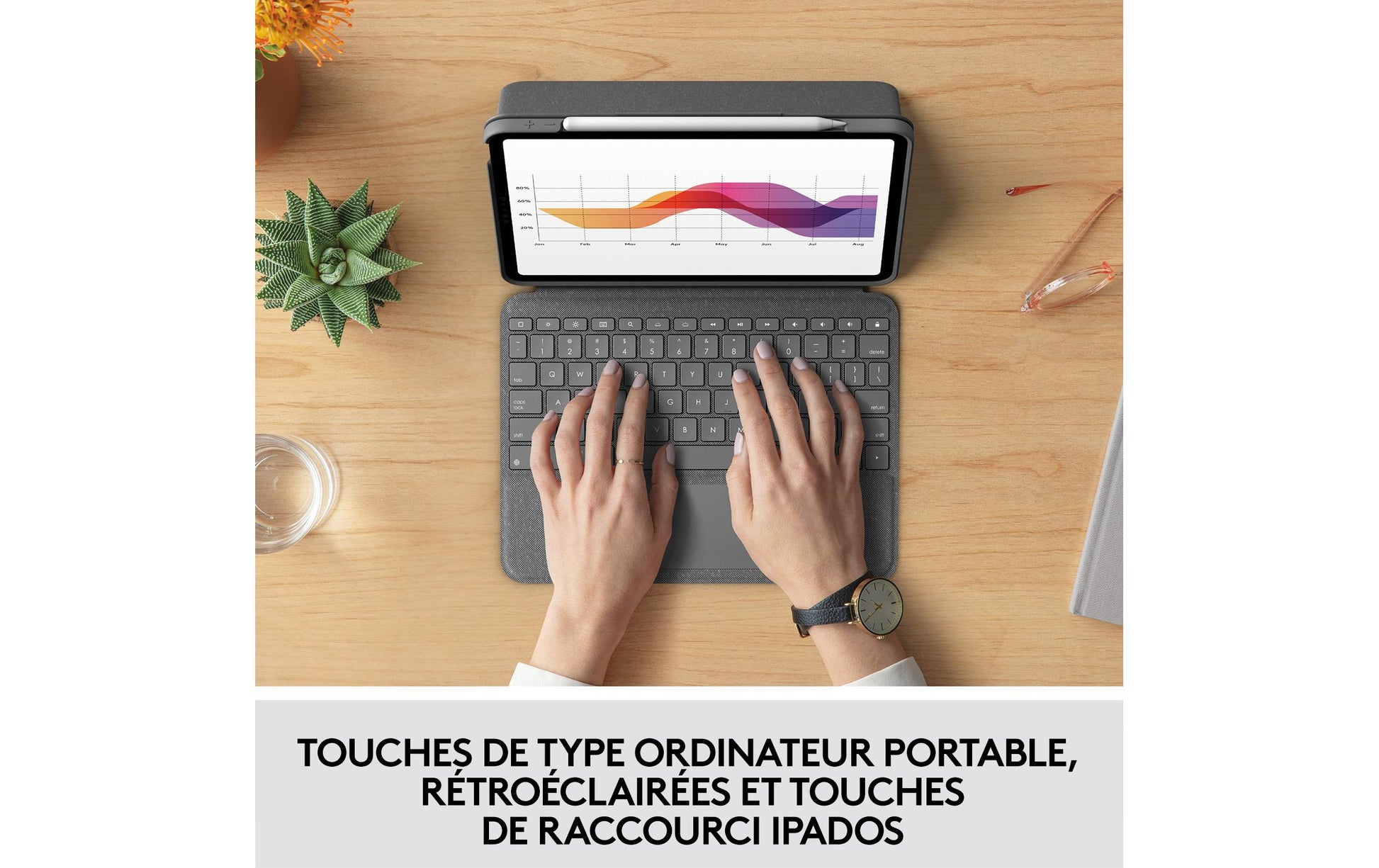 Logitech Folio Touch – Tastatur, CH-Layout (DE-CH), mit Touchpad, Grau – für iPad Air (4. Generation)