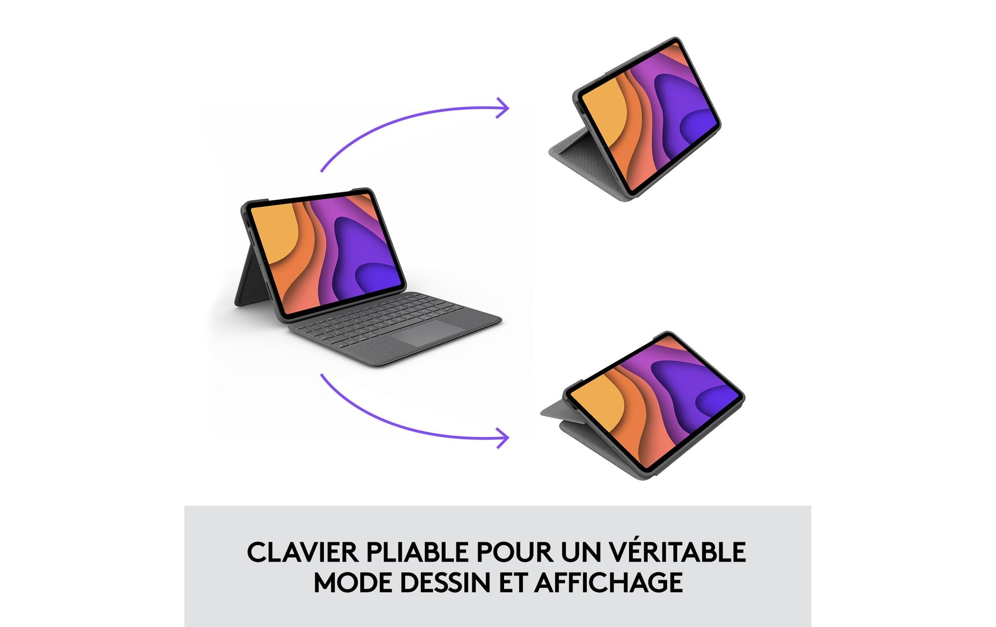 Logitech Folio Touch – Tastatur, CH-Layout (DE-CH), mit Touchpad, Grau – für iPad Air (4. Generation)