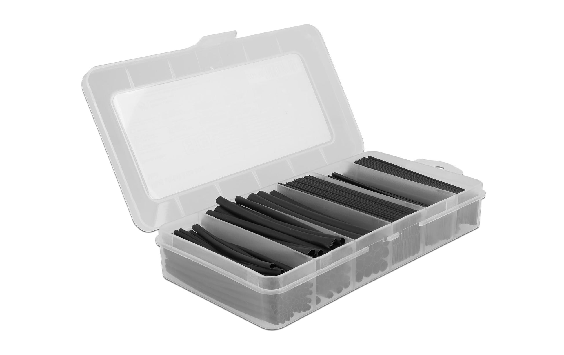 DeLOCK Schrumpfschlauch-Set, 196 Stk., Ø 2 mm, 10 cm – schwarz
