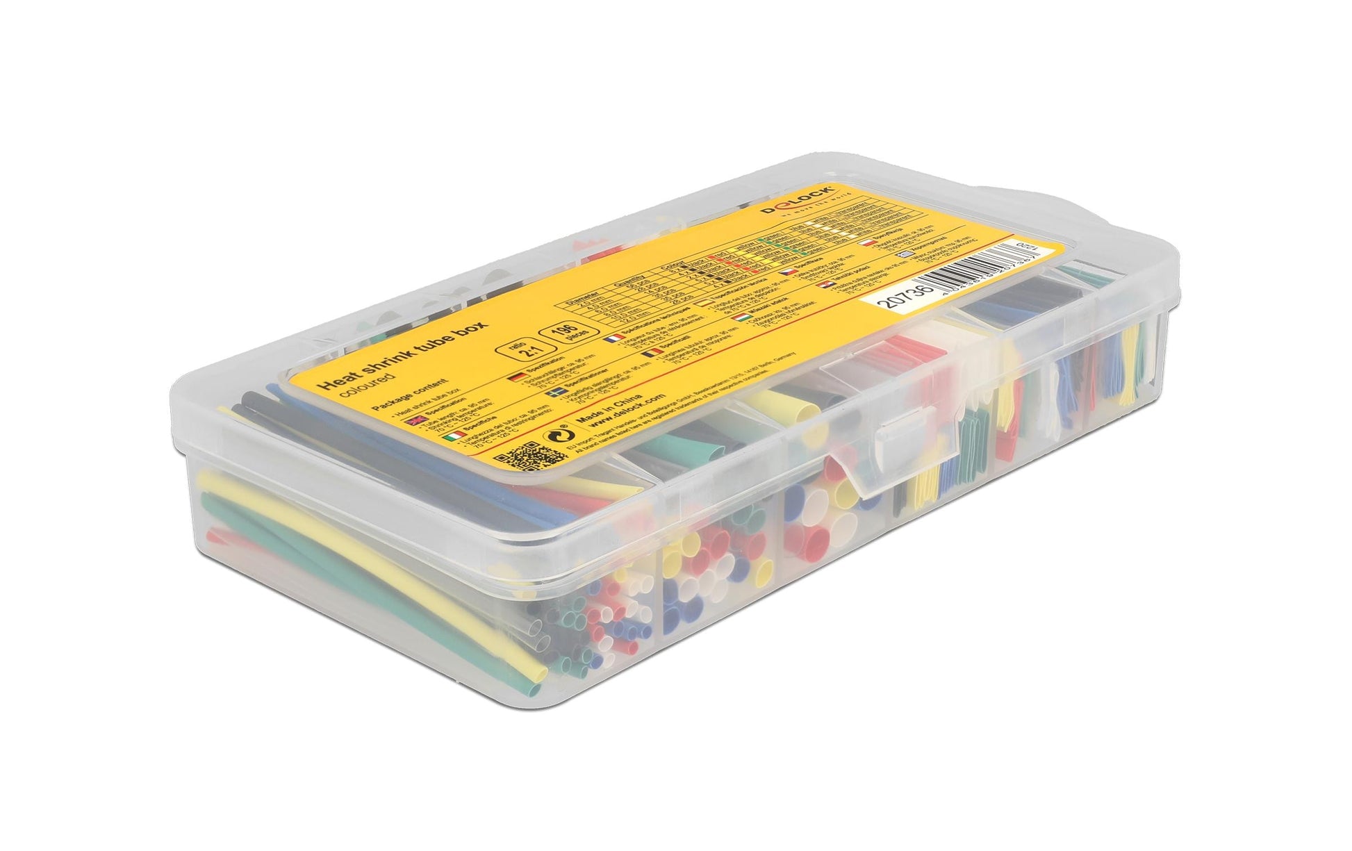 DeLOCK Schrumpfschlauch-Set, 196 Stk., Ø 12 mm, 9,5 cm – mehrfarbig