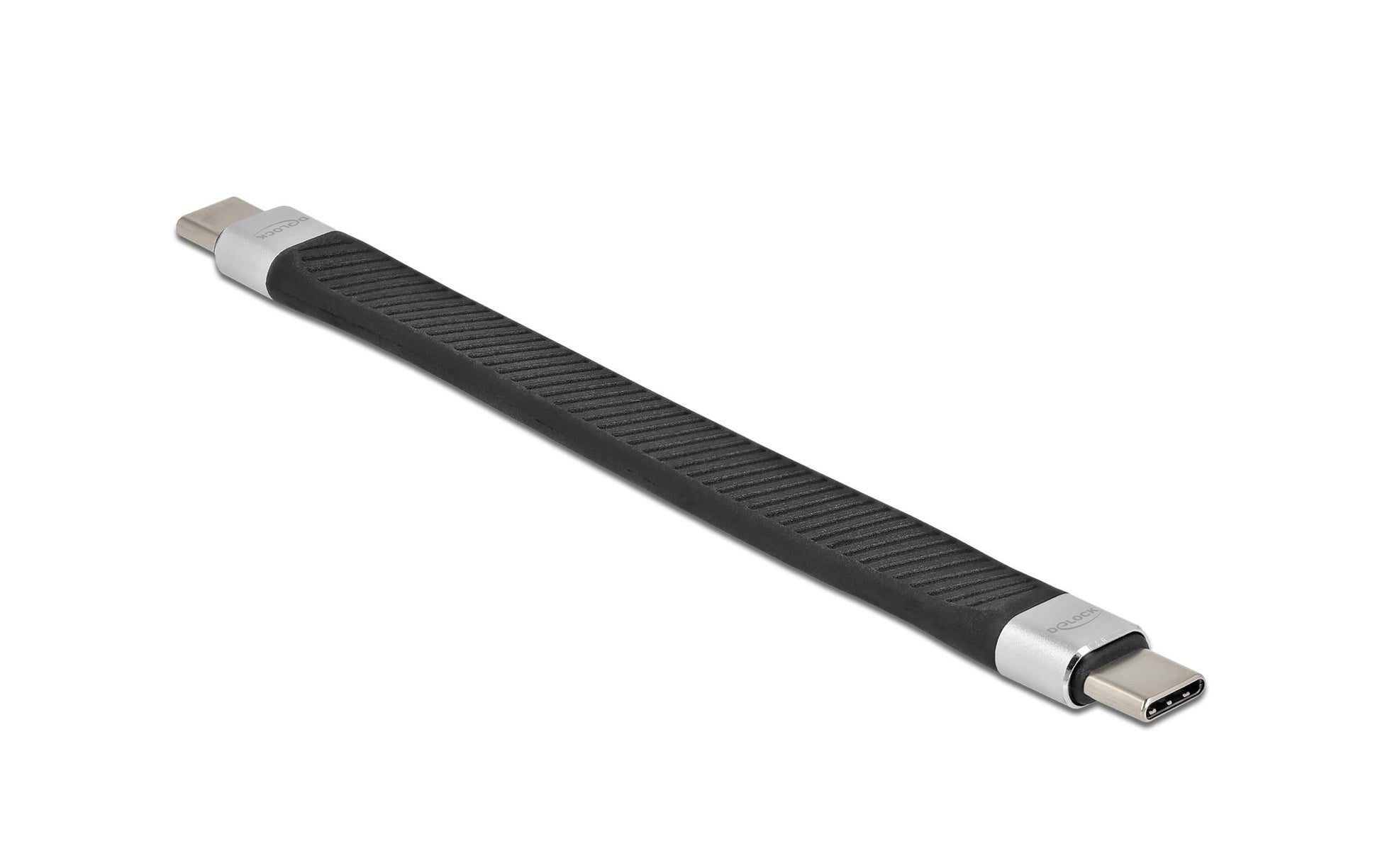 DeLOCK USB-C auf USB-C Kabel – USB 3.2 Gen 2 (10 Gbit/s) – 0,13 m – Flachbandkabel, E-Marker – Schwarz