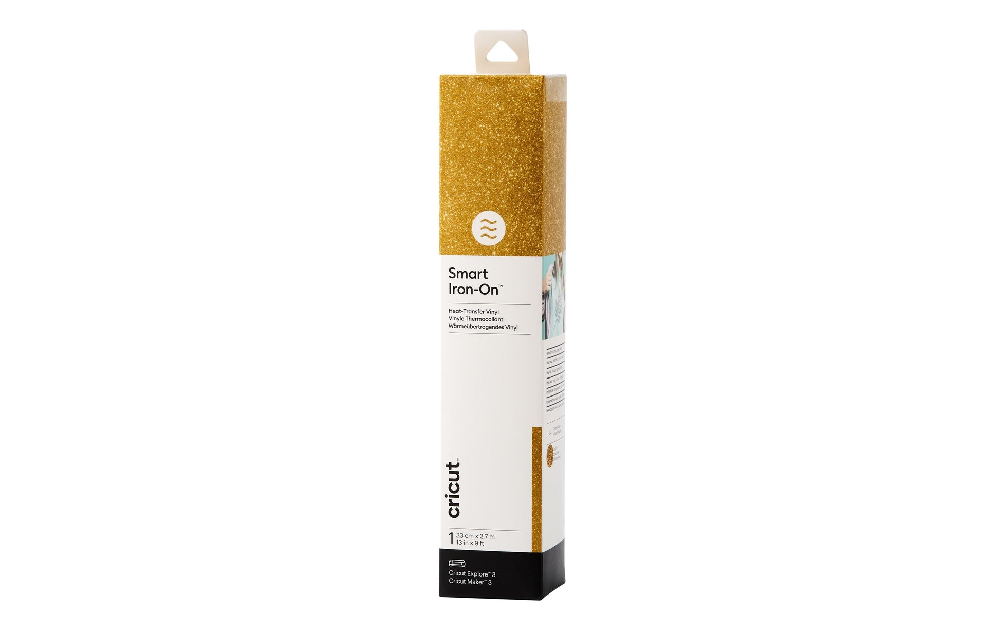 Cricut Aufbügelfolie Glitzer – Gold – 330 × 2700 mm – für Maker 3, Explore Air 3