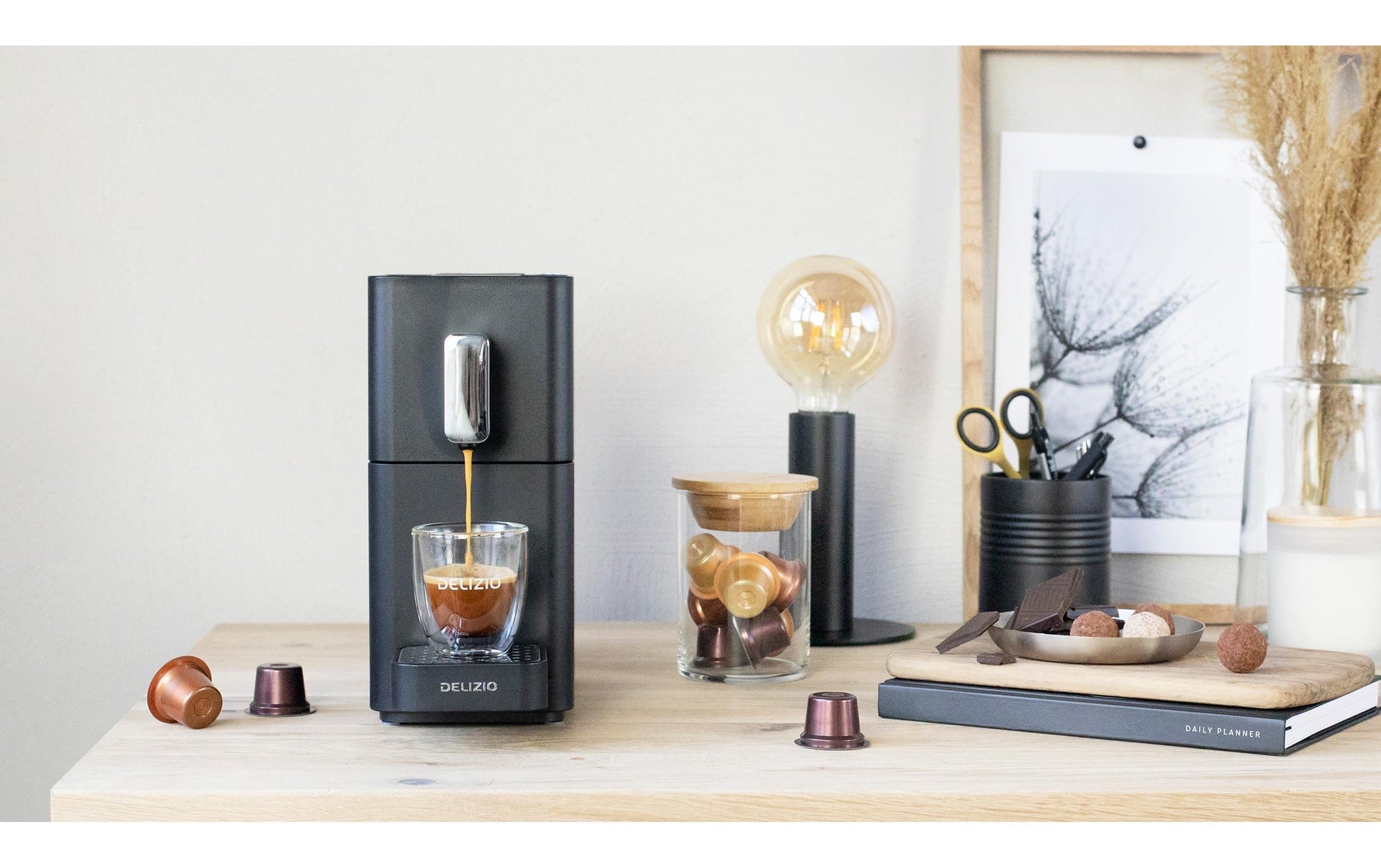 Delizio Carina Kapselmaschine – für Delizio-Kapseln, 19 bar, 0,9 l, Schwarz