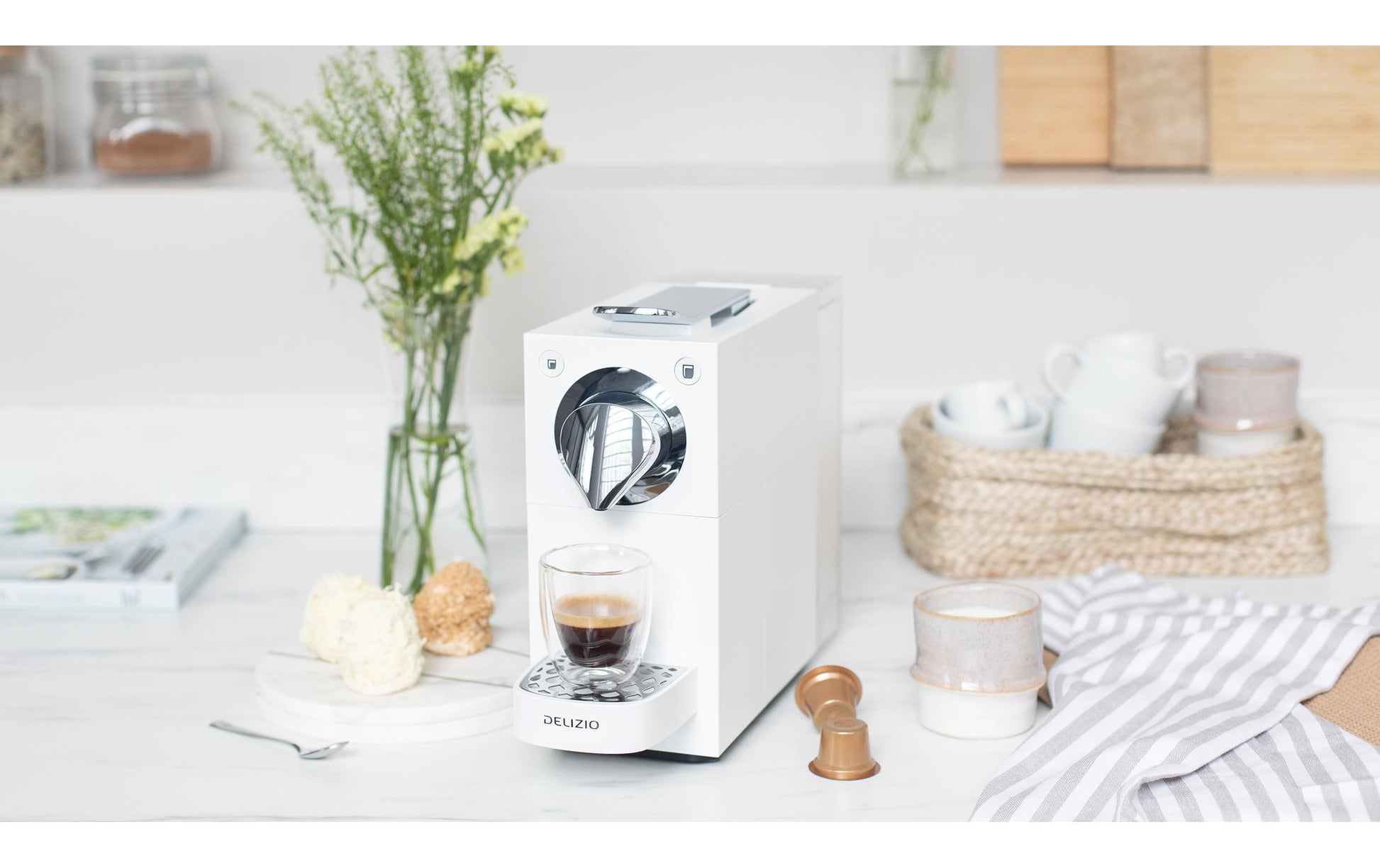 Delizio Kapselmaschine – für Delizio-Kapseln, 19 bar, 1 l, Weiss