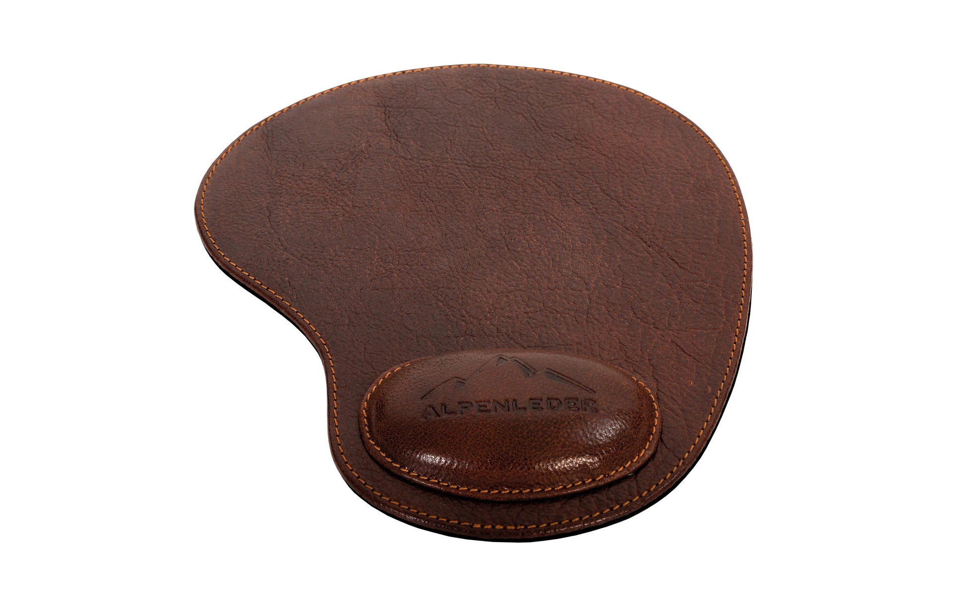 Alpenleder Mausmatte mit Handgelenkauflage – m – Leder – 205×240×10 mm – dunkelbraun