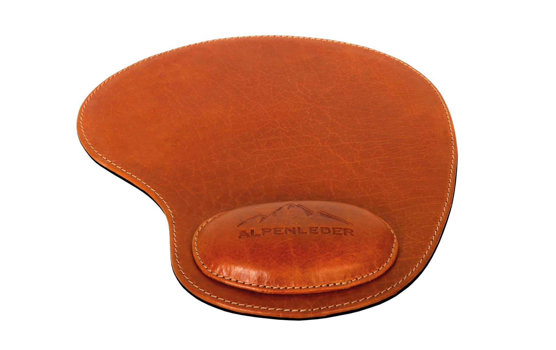 Alpenleder Mausmatte mit Handgelenkauflage – m – für Maus – Leder – 205×240×10 mm – Cognac