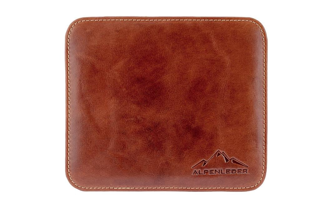 Alpenleder Bregenz – Mauspad – 200 × 170 mm, Leder, Hellbraun, Anti-Rutsch-Basis