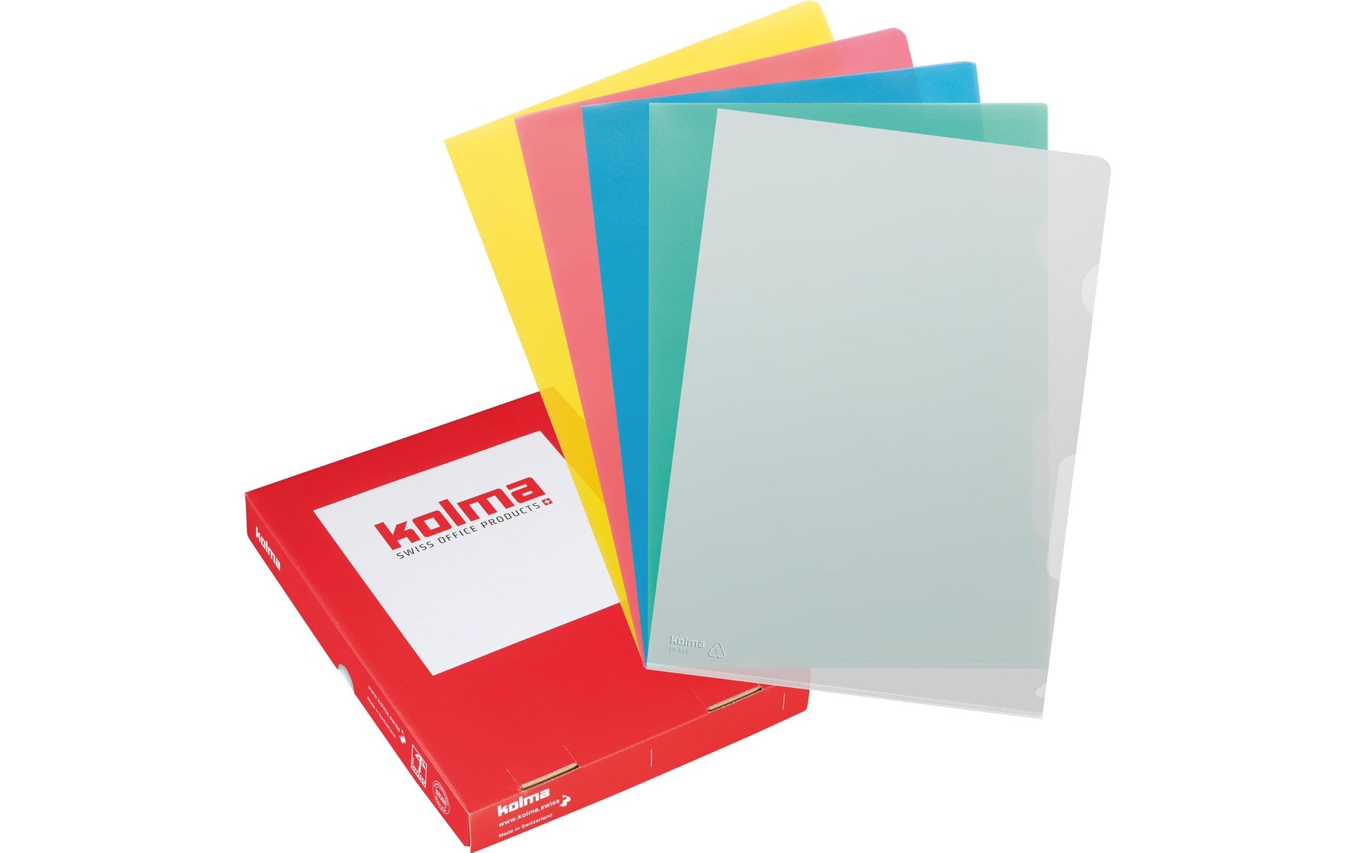 Kolma Sichtmappe A4 – 100 Hüllen, farbig sortiert, Kunststoff, matt, 120 µm