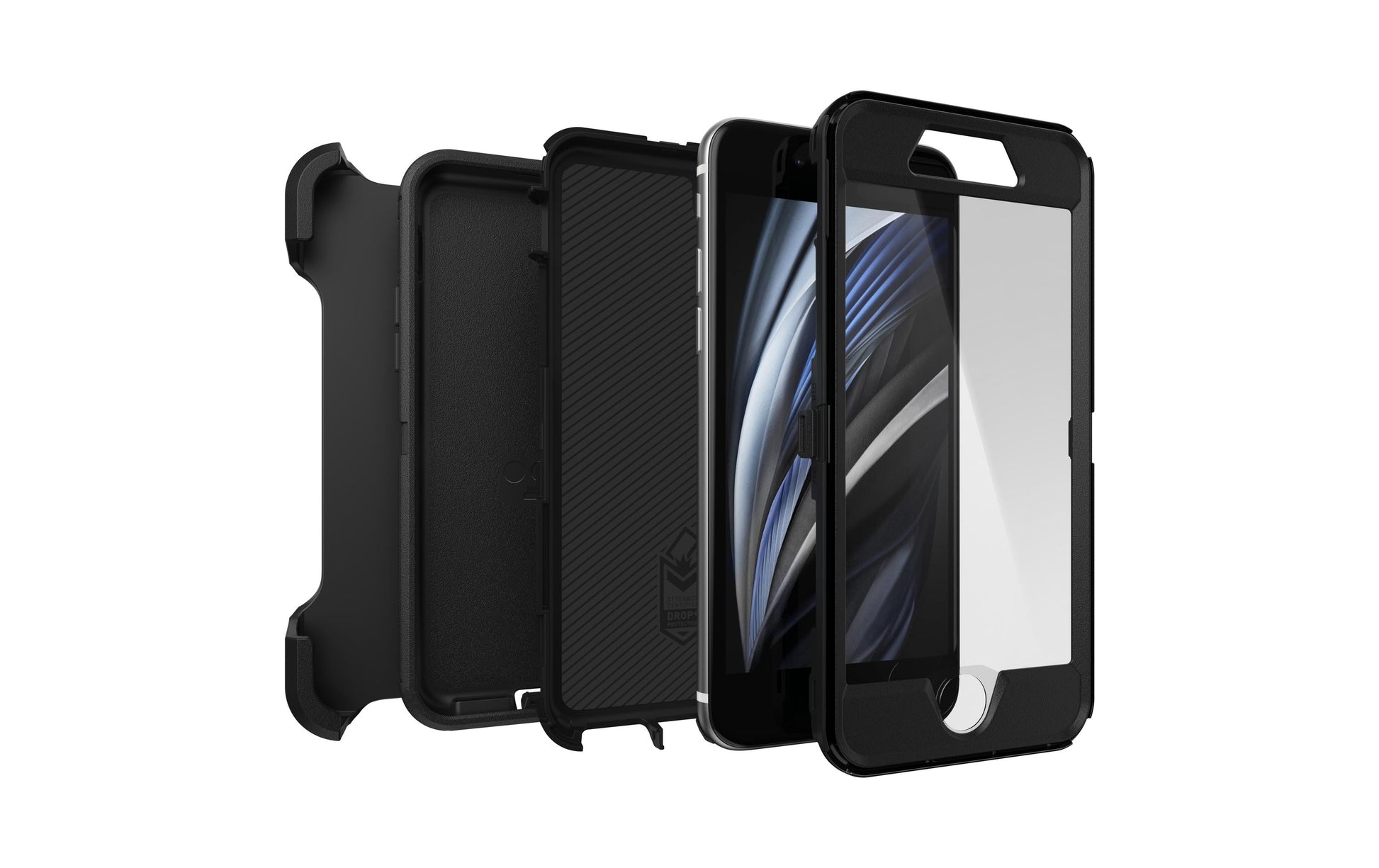 OtterBox Defender Series Robustes Case – für Apple iPhone 8, Gummi, Schwarz, integrierter Displayschutz