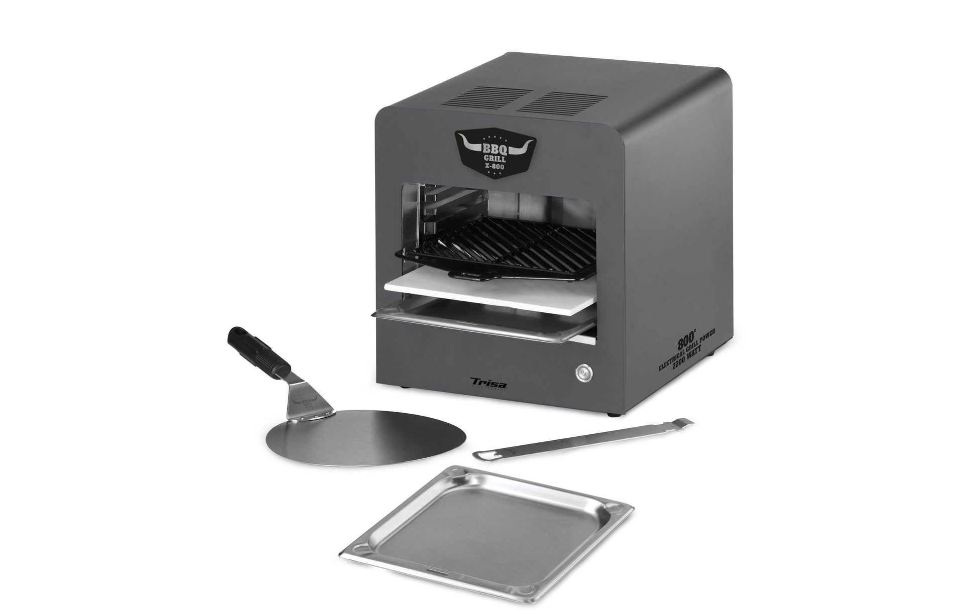 Trisa Oberhitzegrill X-800 – 800 °C, 2400 W, 1 Brenner, Metall – Anthrazit/Schwarz