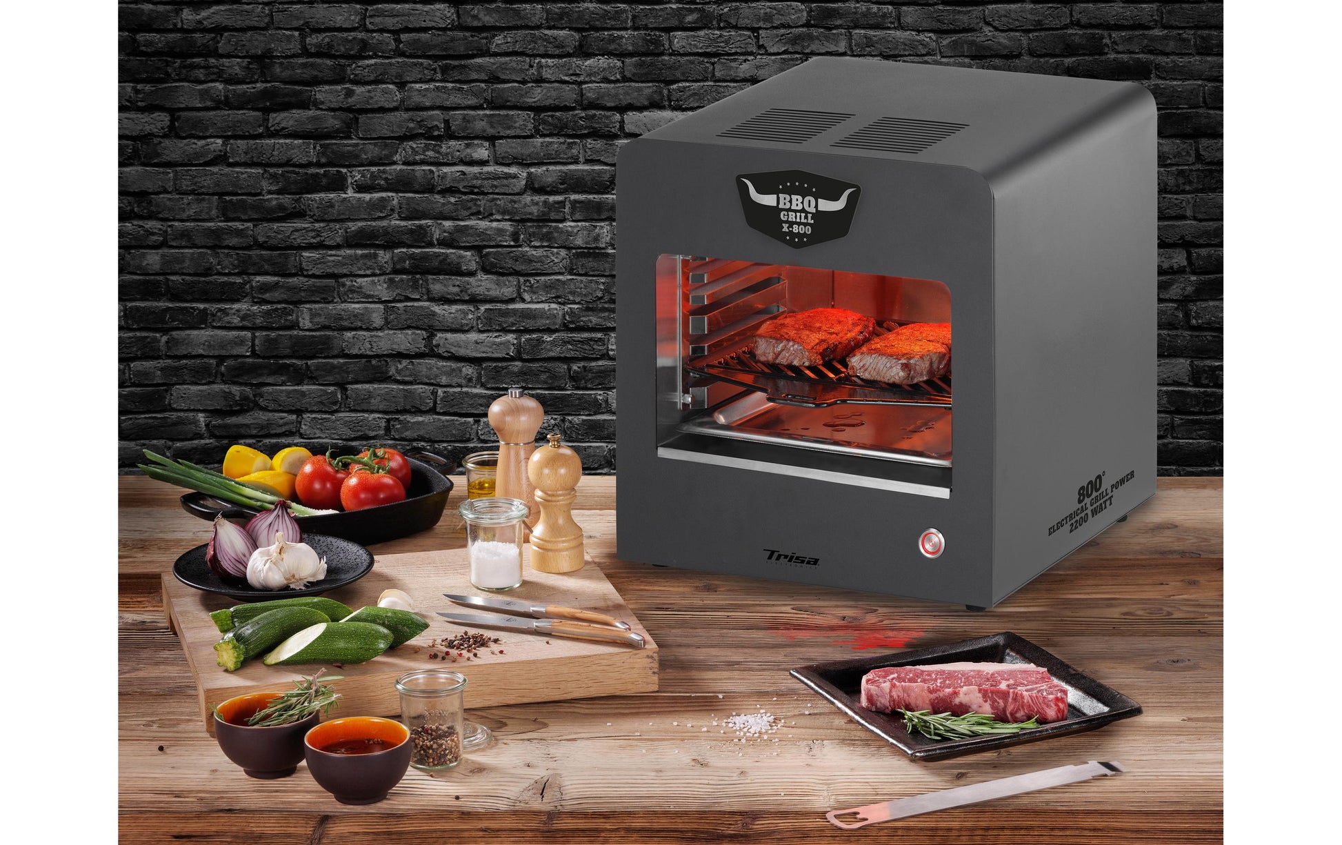 Trisa Oberhitzegrill X-800 – 800 °C, 2400 W, 1 Brenner, Metall – Anthrazit/Schwarz