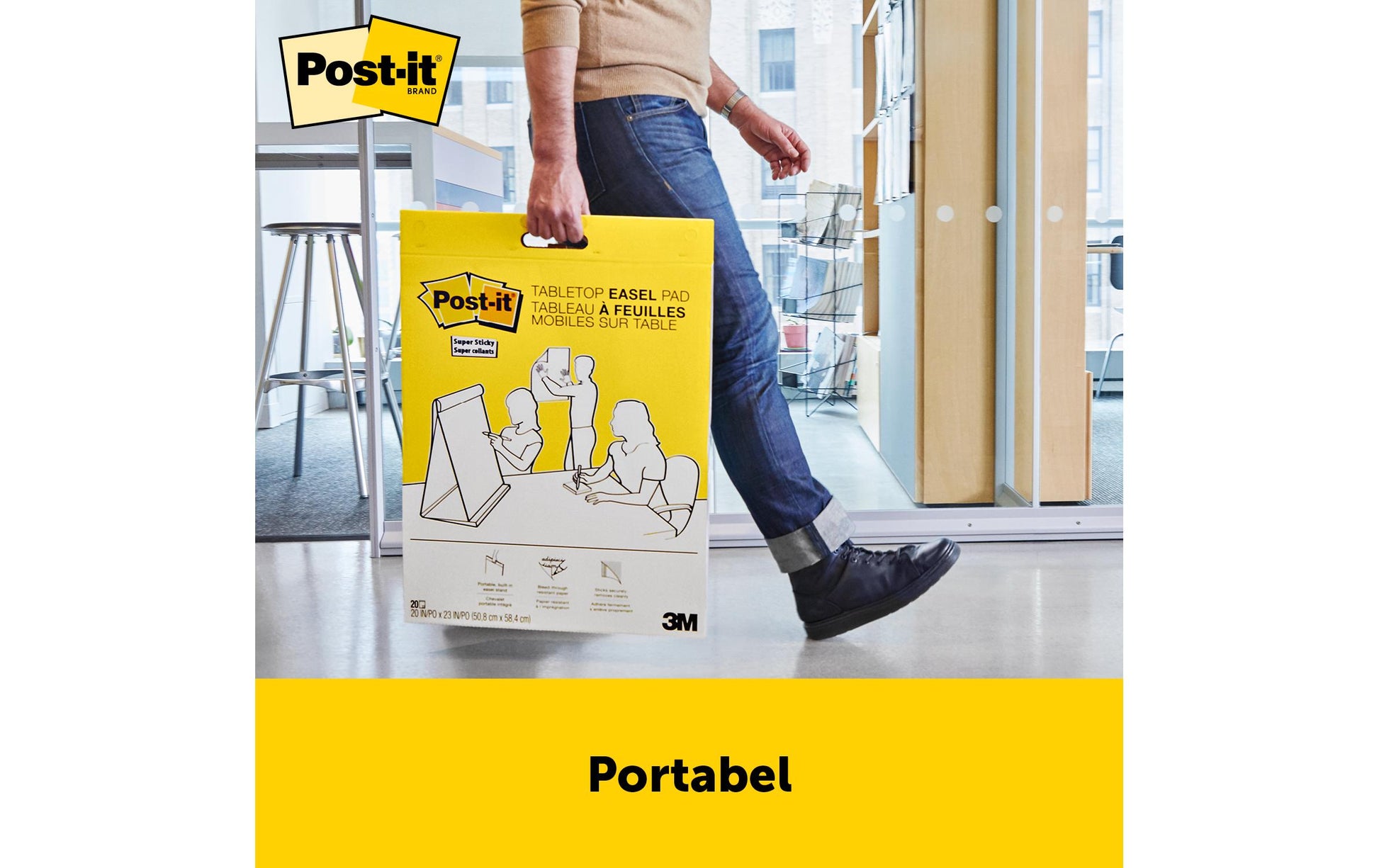 Post-it Flipchart-Block – 50,8 × 58,4 cm, selbstklebend (Super Sticky), 20 Blatt/Block, blanko, weiss