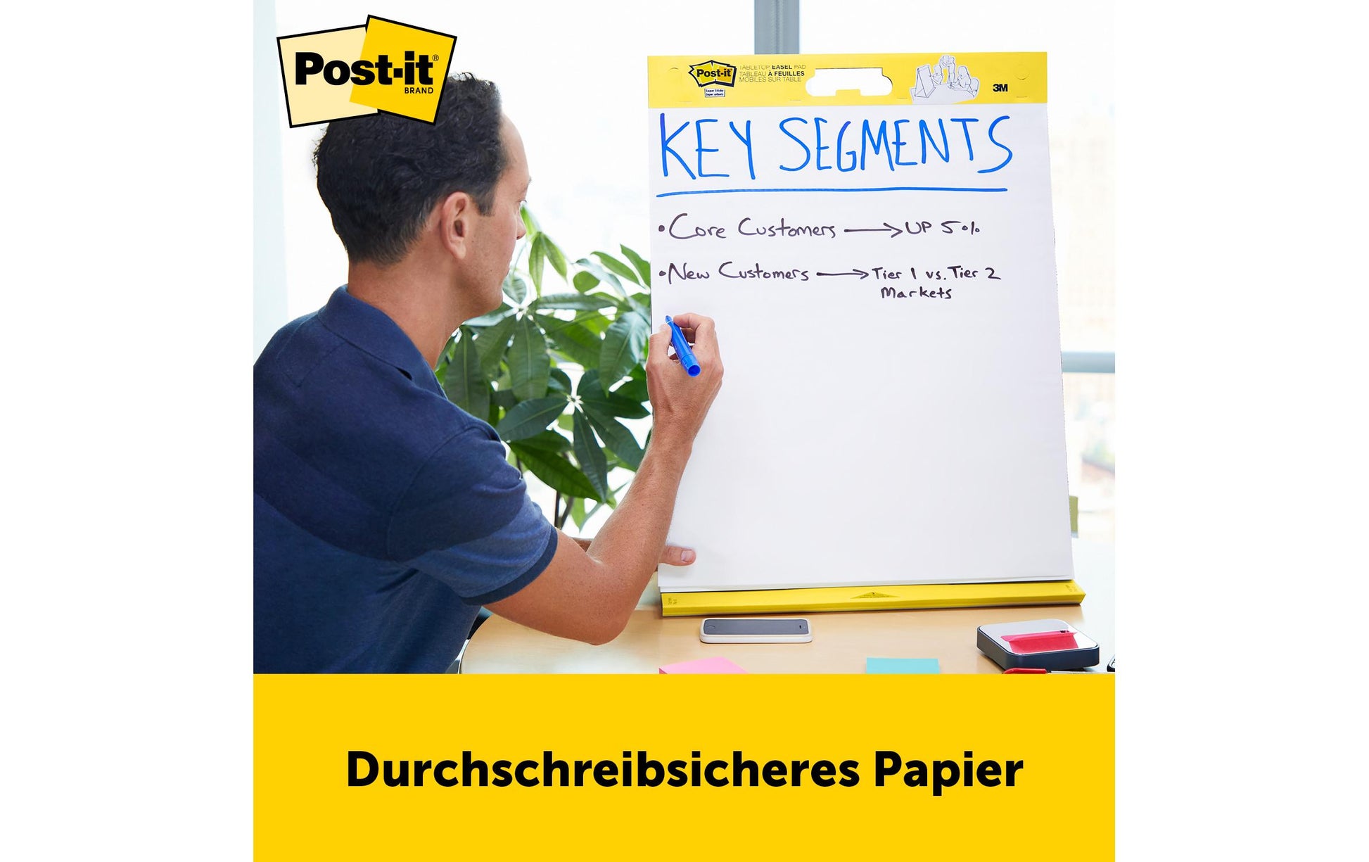 Post-it Flipchart-Block – 50,8 × 58,4 cm, selbstklebend (Super Sticky), 20 Blatt/Block, blanko, weiss