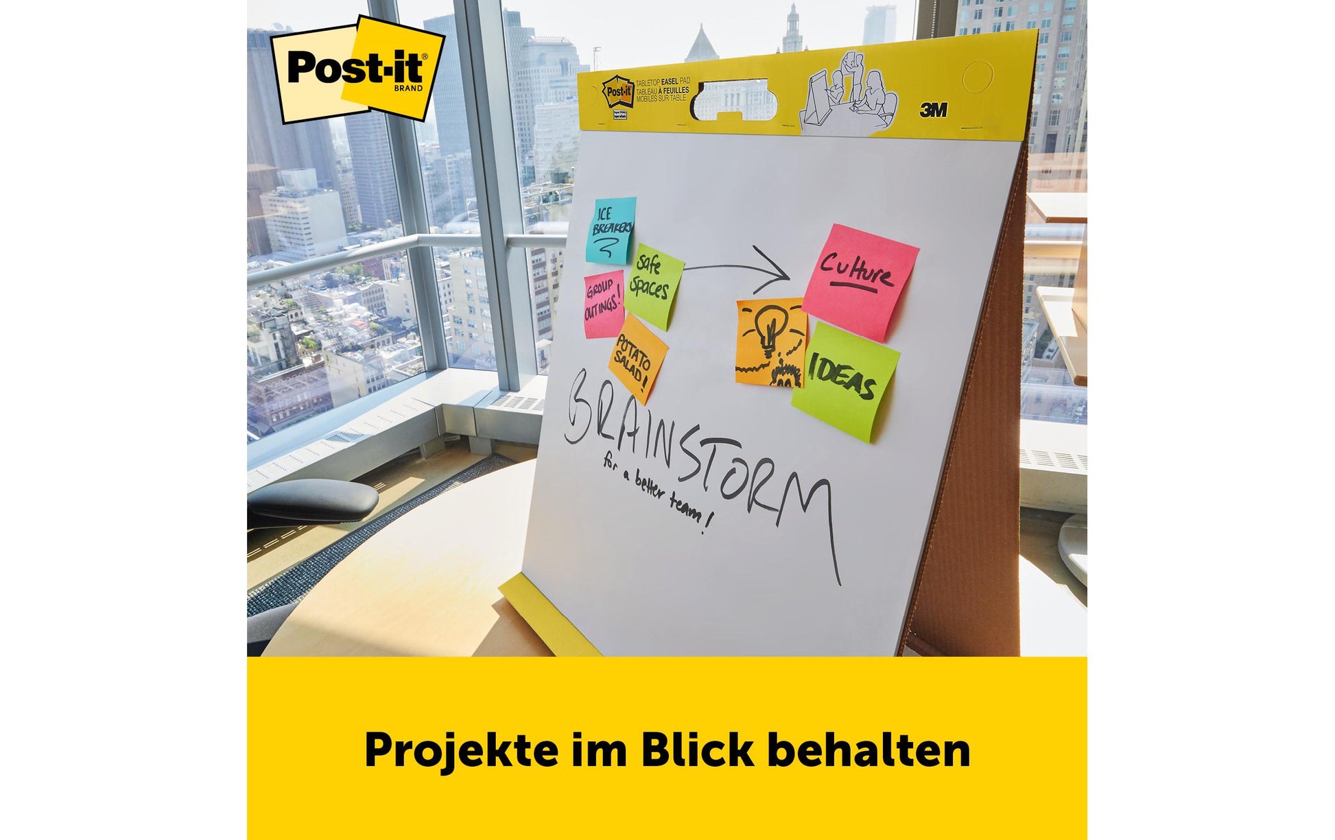 Post-it Flipchart-Block – 50,8 × 58,4 cm, selbstklebend (Super Sticky), 20 Blatt/Block, blanko, weiss