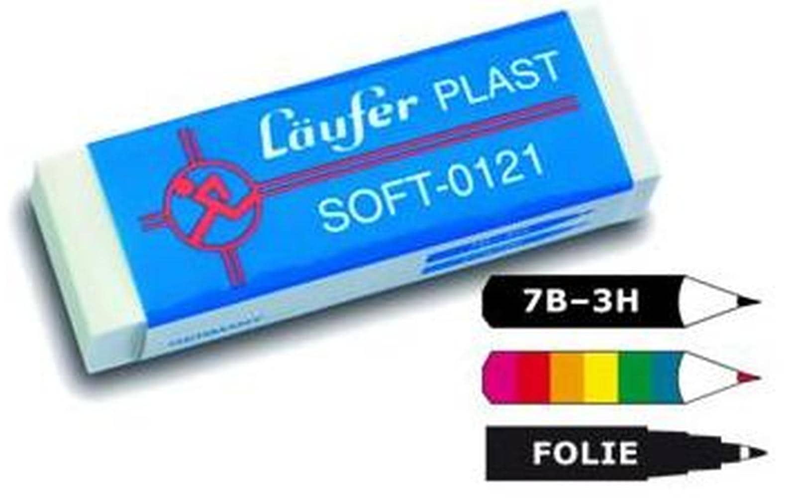 Laufer Radierer – für Bleistift und Farbstifte – 65 × 12 × 21 mm – Kunststoff – weiss