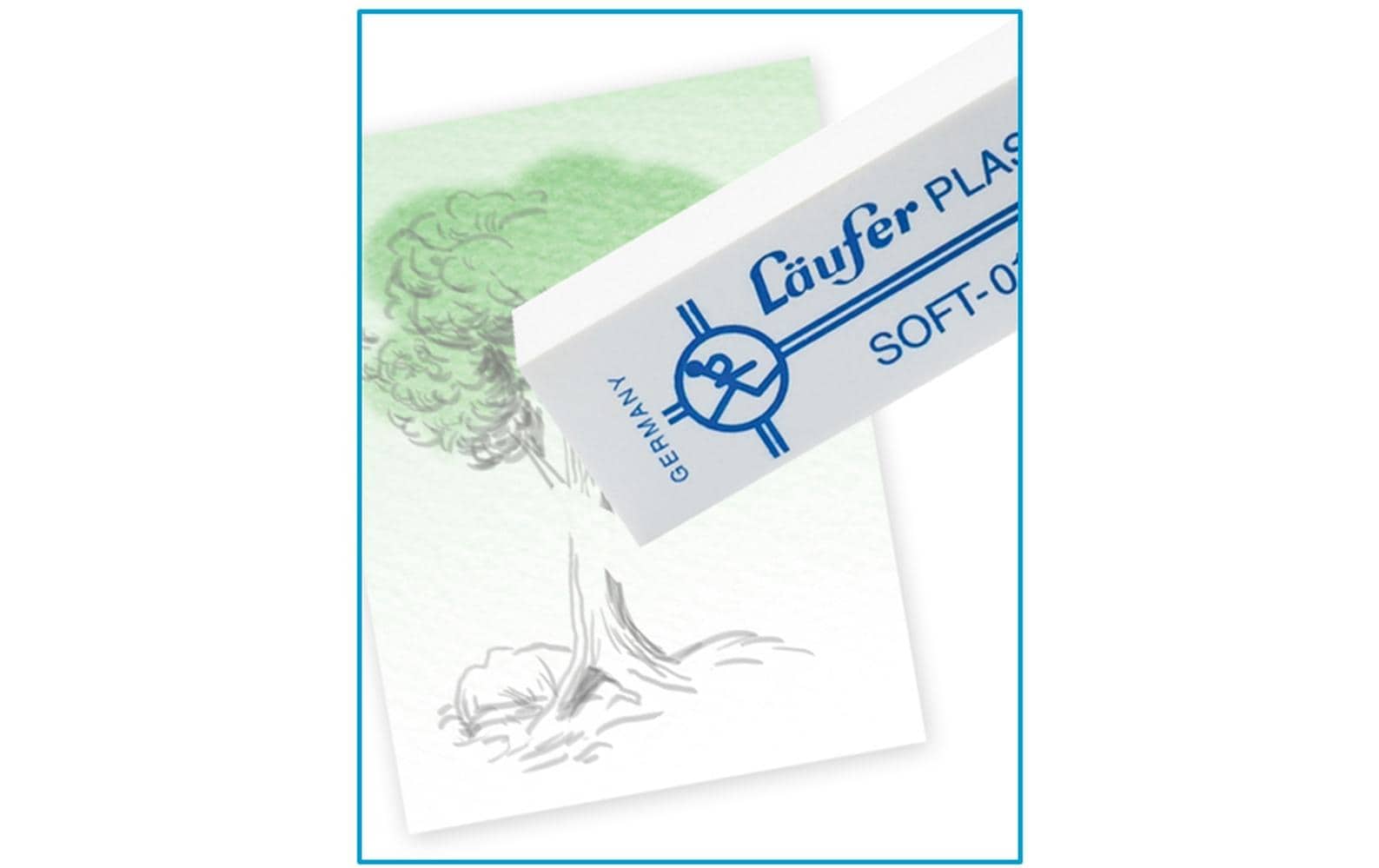 Laufer Radierer – für Bleistift und Farbstifte – 65 × 12 × 21 mm – Kunststoff – weiss