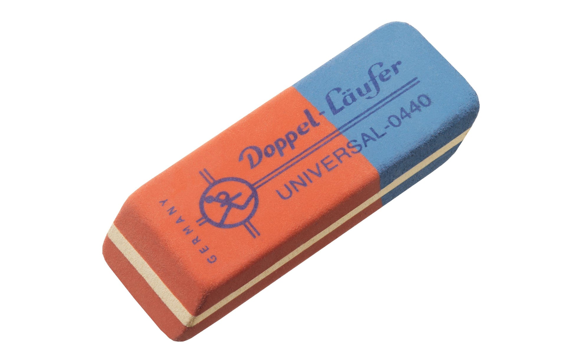 Laufer Radierer – für Tinte, Tusche – 55 × 8,5 × 19 mm – Kautschuk – rot/blau