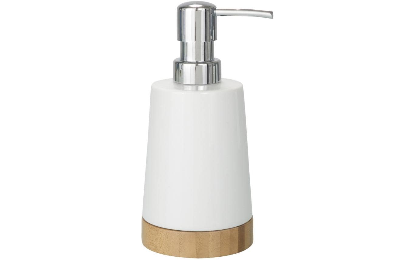 Wenko Bamboo Seifenspender – Keramik, Weiss, 330 ml