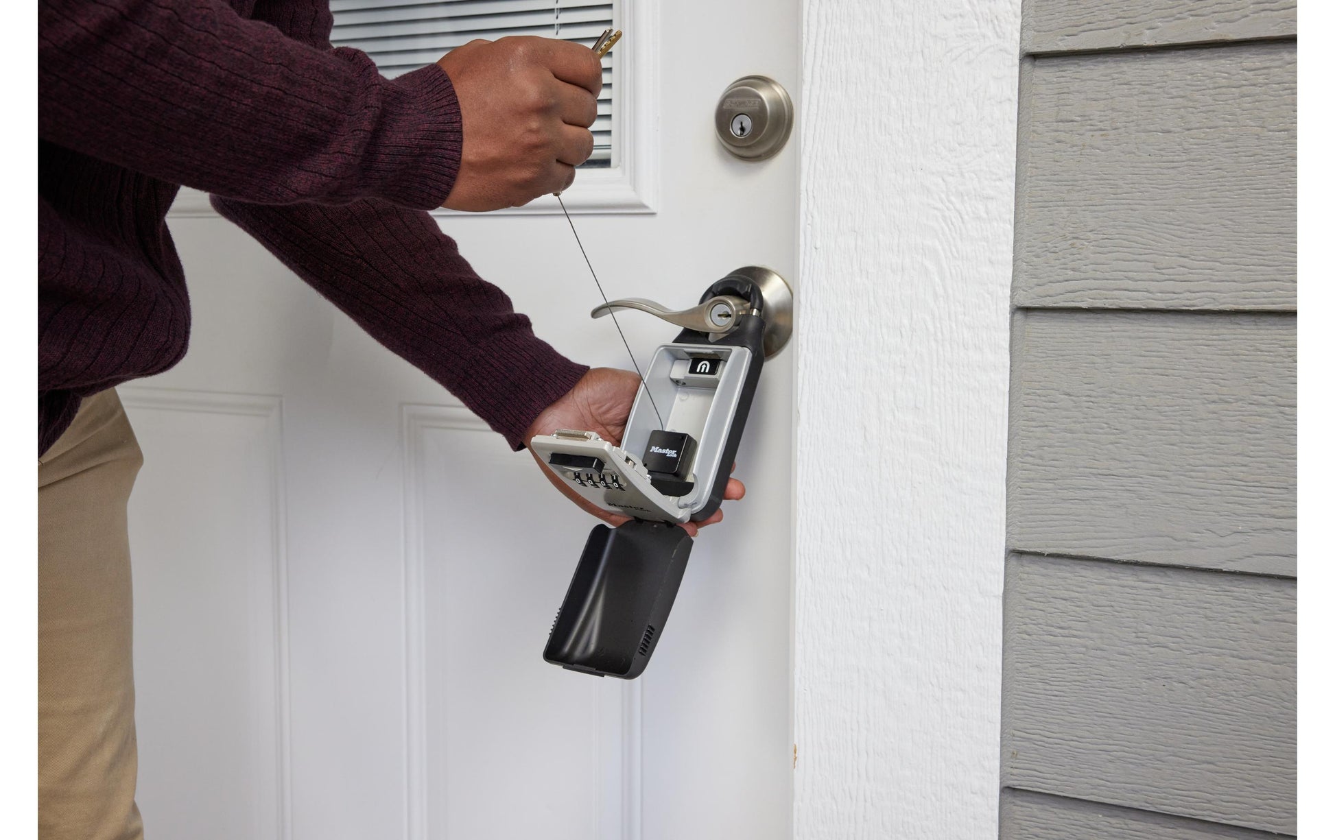 Master Lock 5490EURD – Zubehör für Keysafes, einziehbares Schlüsselkabel, Schwarz