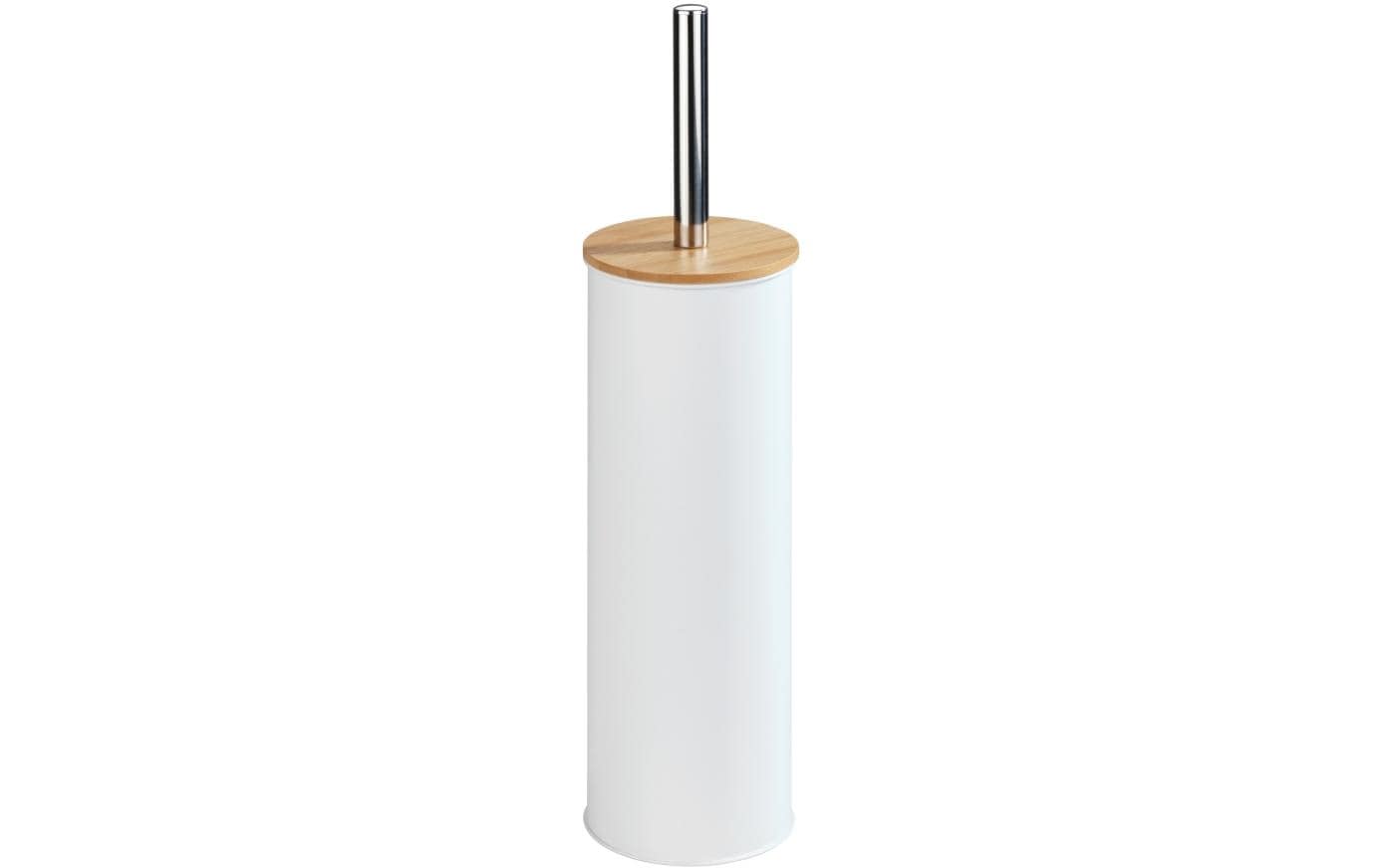 WENKO WC-Bürstenset – Bambus, Stahl, Weiss, Holz, Bodenstehend, H 38,5 cm