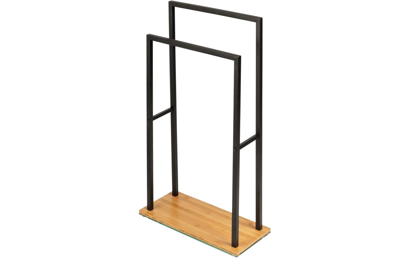 WENKO Handtuchständer Bambusa – 46×20×80 cm, Bambus/Stahl, freistehend, Schwarz