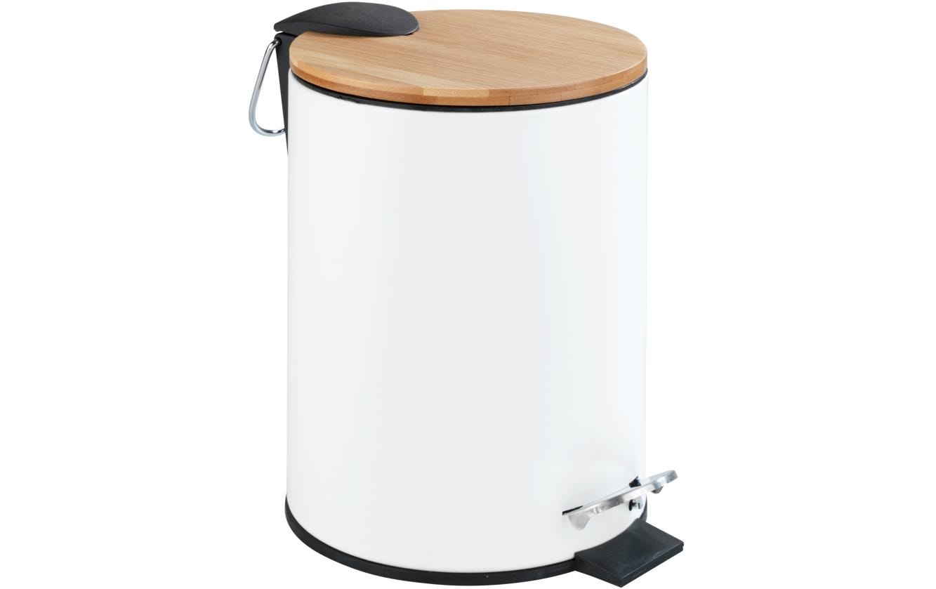 Wenko Treteimer Tortona – 3 l – Edelstahl, rund – weiss