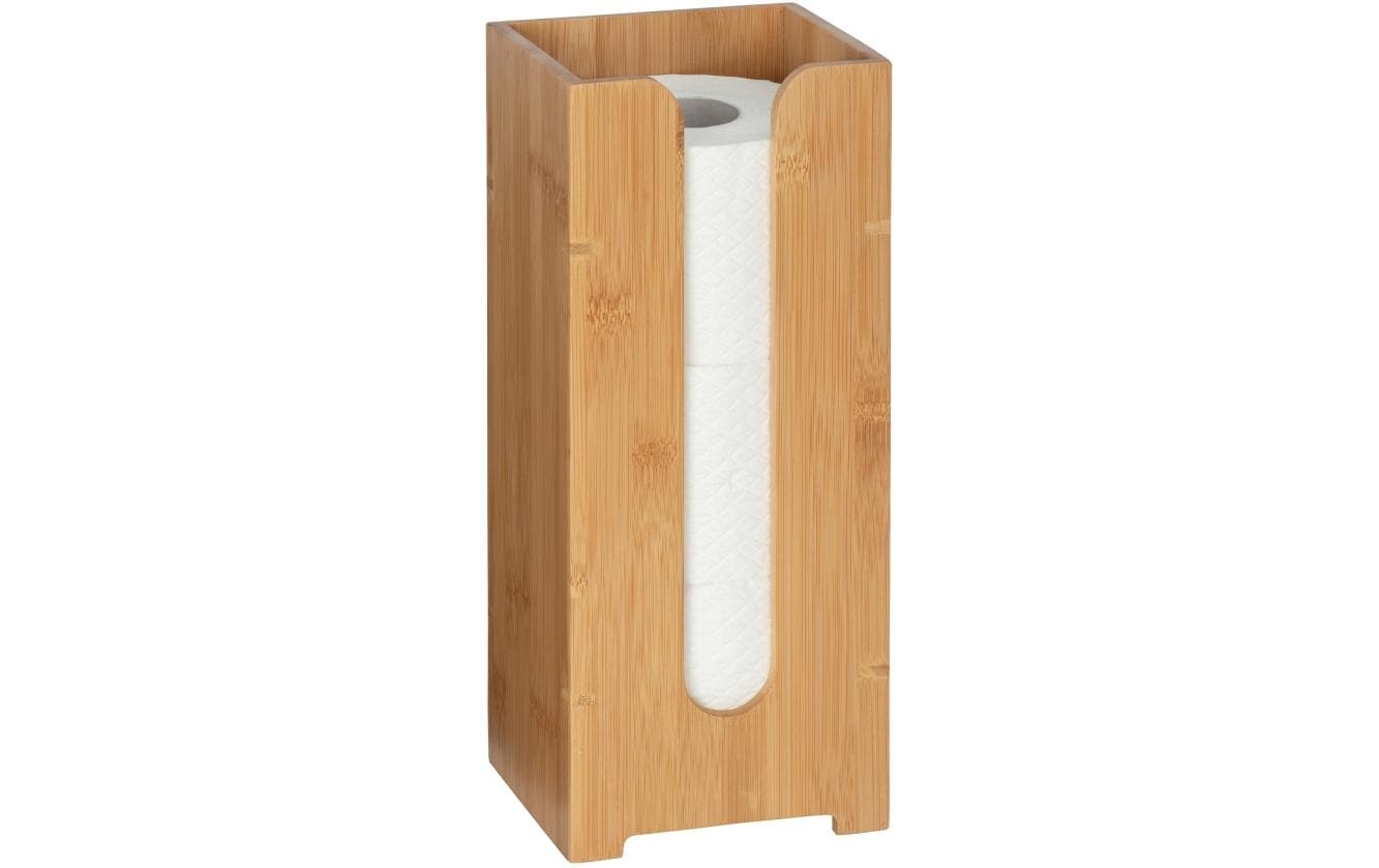 Wenko – Toilettenpapierständer – Holz, braun, für 3 Rollen, 15 × 14 × 35,5 cm