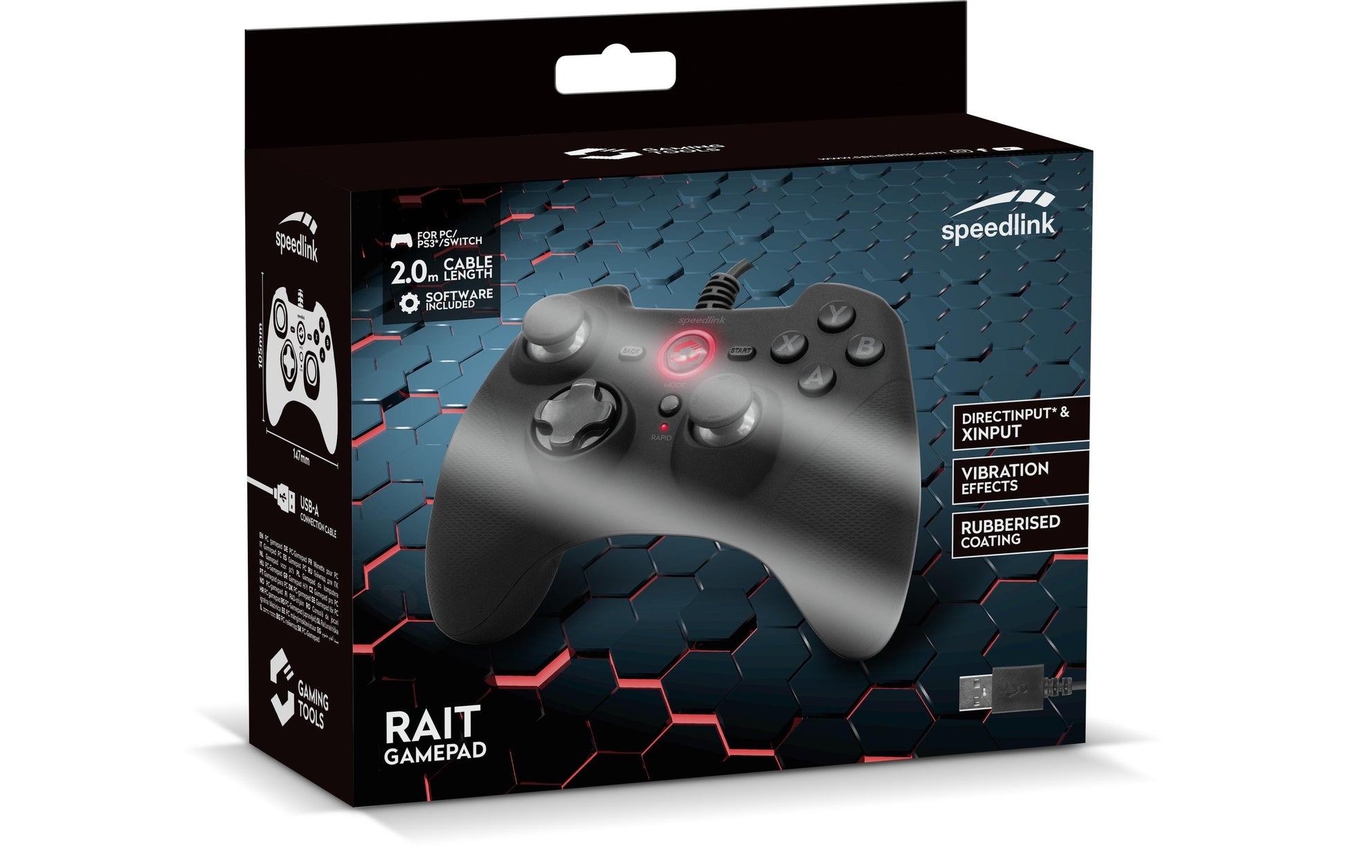 SPEEDLINK RAIT – Gamepad – USB (kabelgebunden), Vibration & Auto-Feuer, für PC, PS3 & Switch