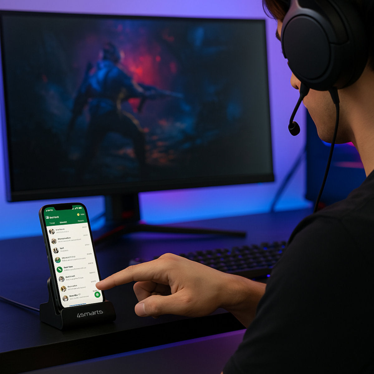 4smarts VoltDock Smartphone-Dock – USB-C – PD 60 W – für Smartphones (Universal) – Schwarz
