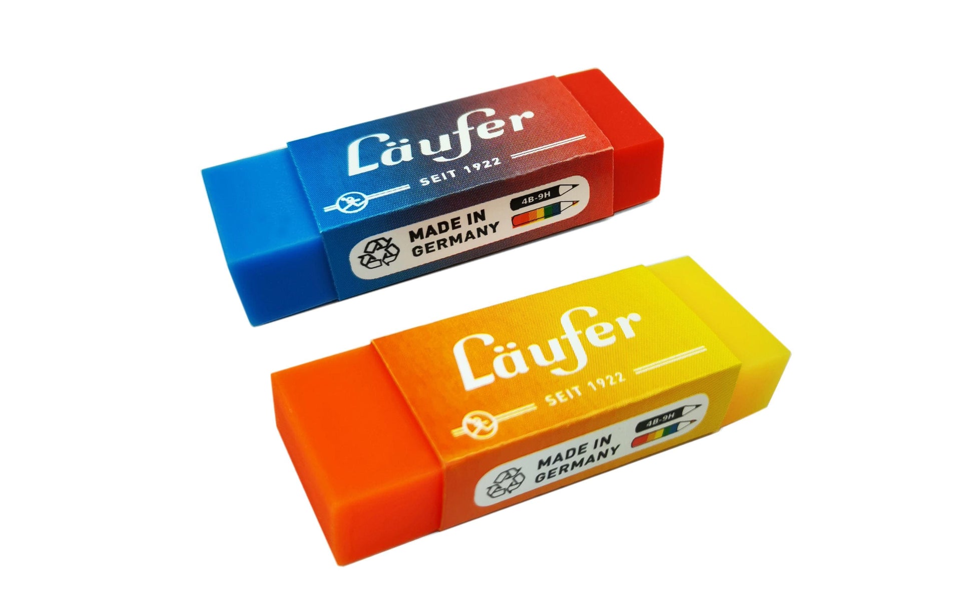Laufer Radierer – für Bleistifte und Farbstifte – 65 × 12 × 21 mm – Kunststoff – sortiert – 2er-Pack